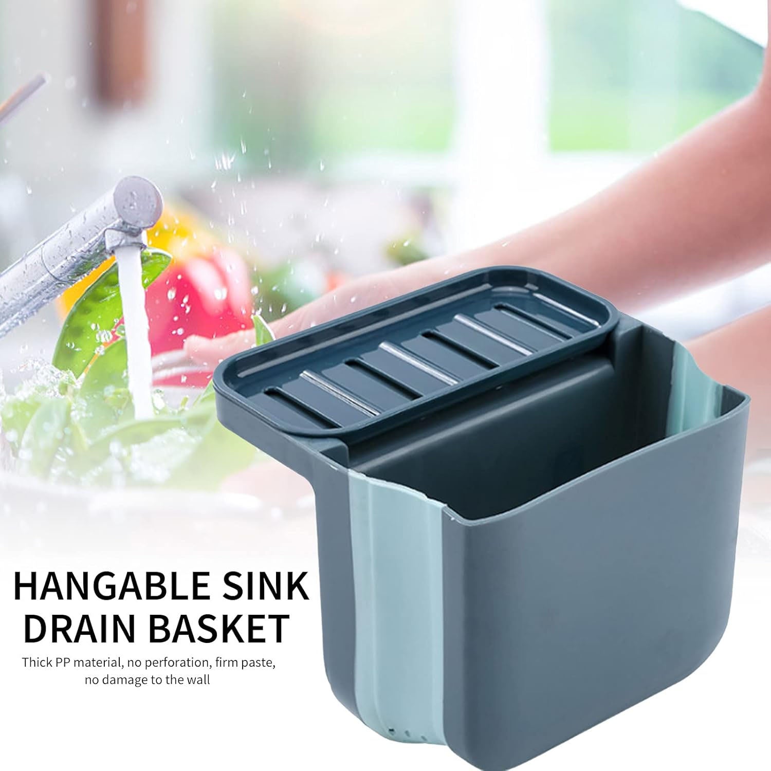 Drainable sink storage rack for kitchen cleaning accessories