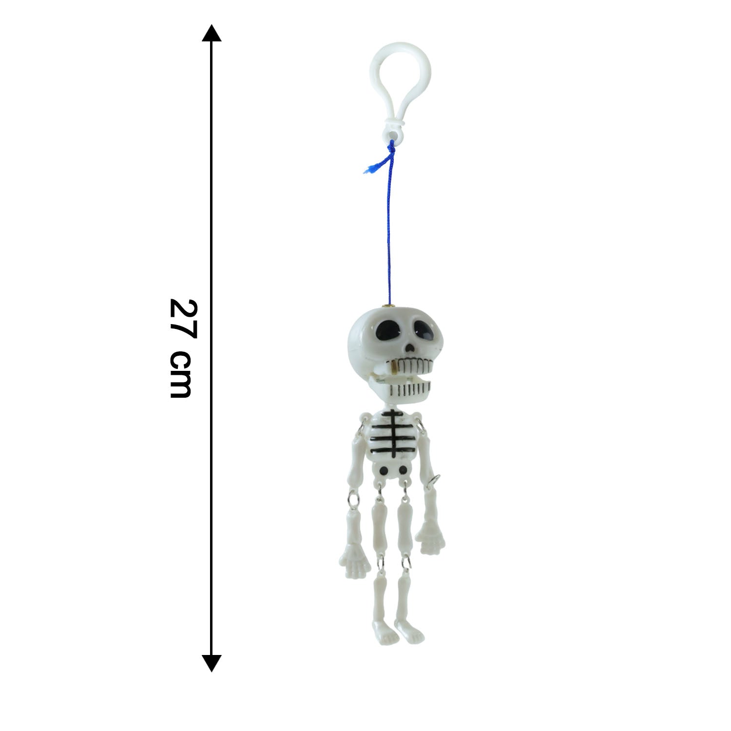 Size illustration for skeleton doll keychain accessory
