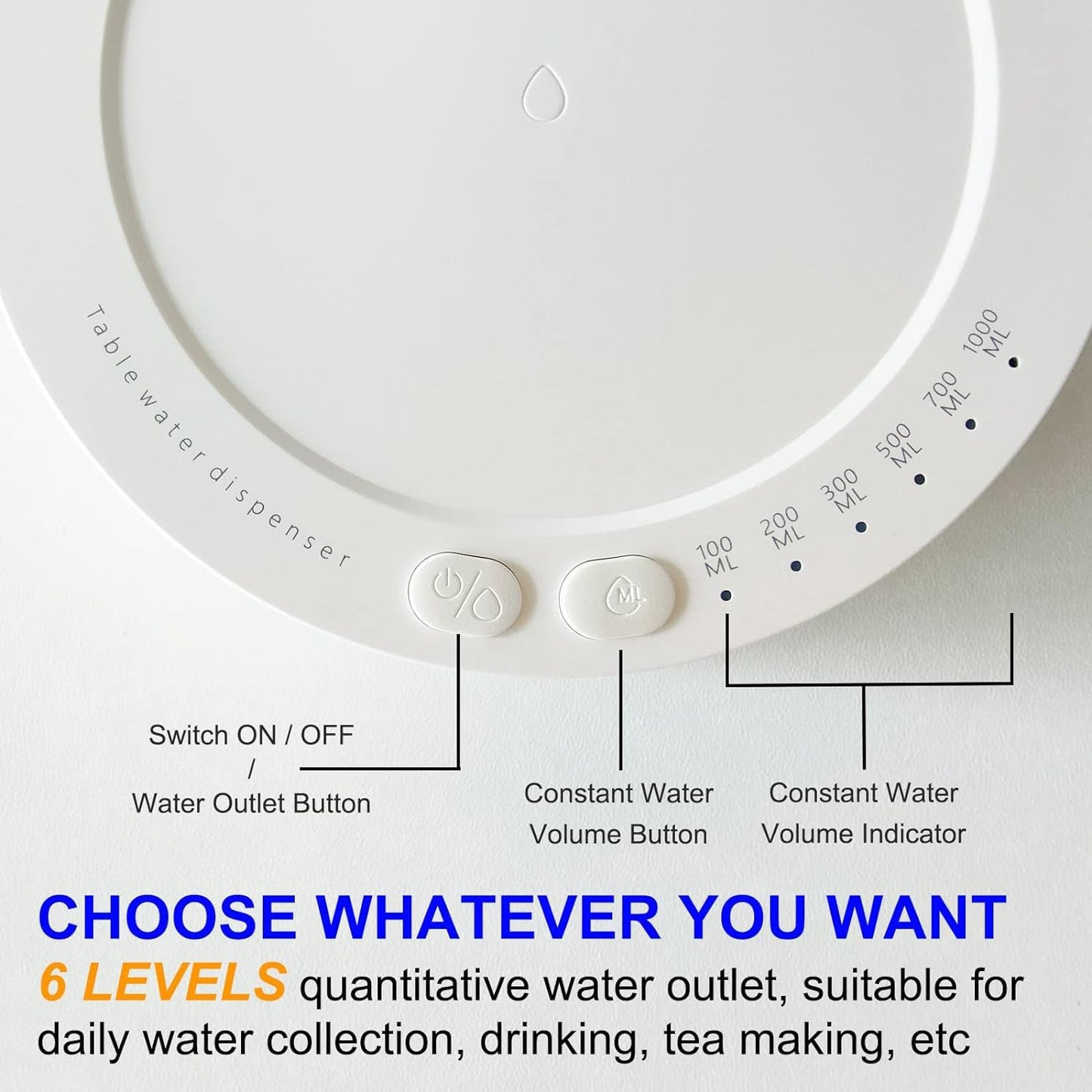 Another side angle of the elegant automatic water dispenser, emphasizing its slim profile.