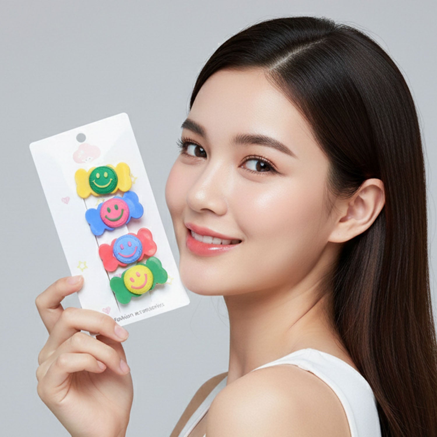 Decorative hair pin clip with smiley candy design for daily styling