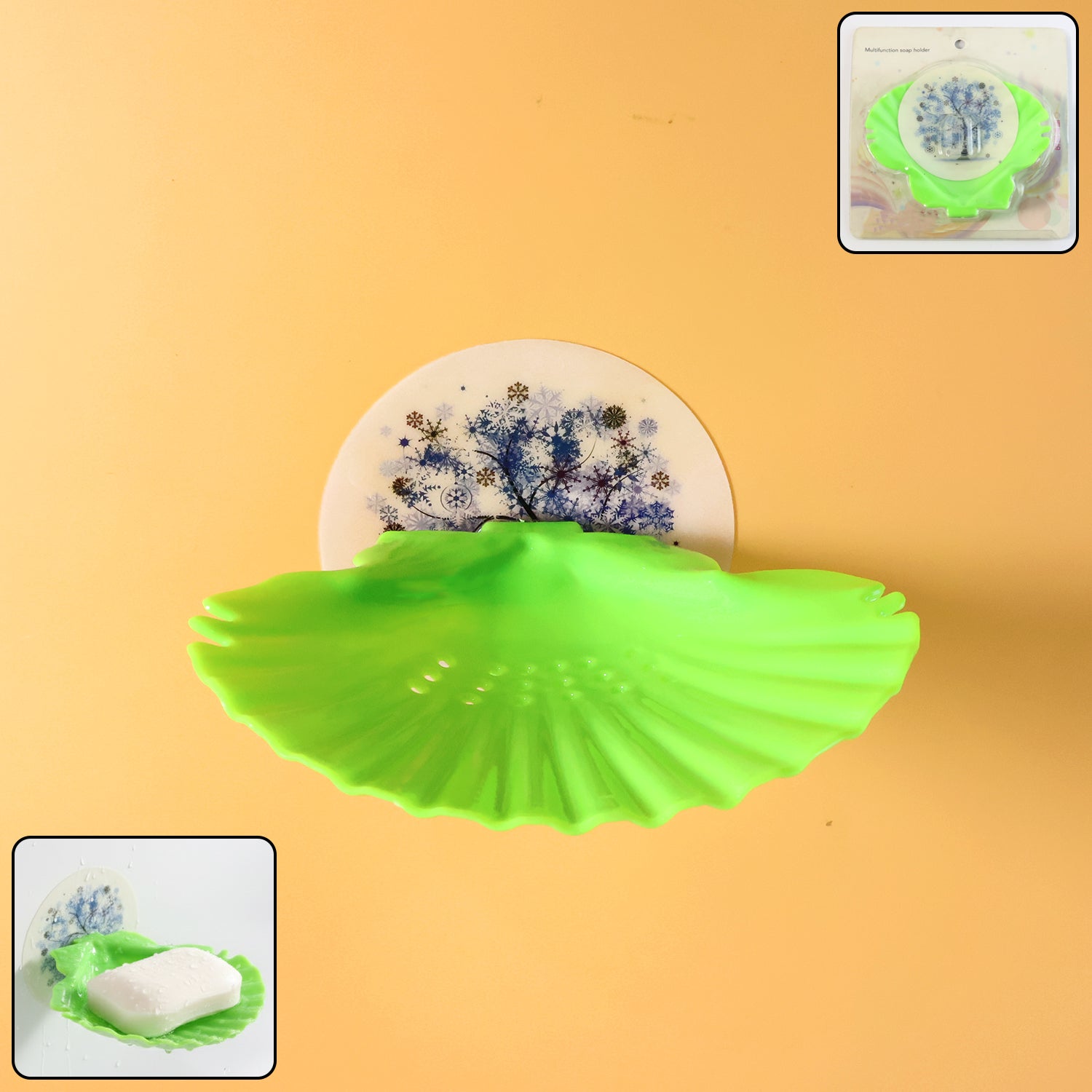 Premium self-adhesive wall-mounted soap holder tray in shell shape