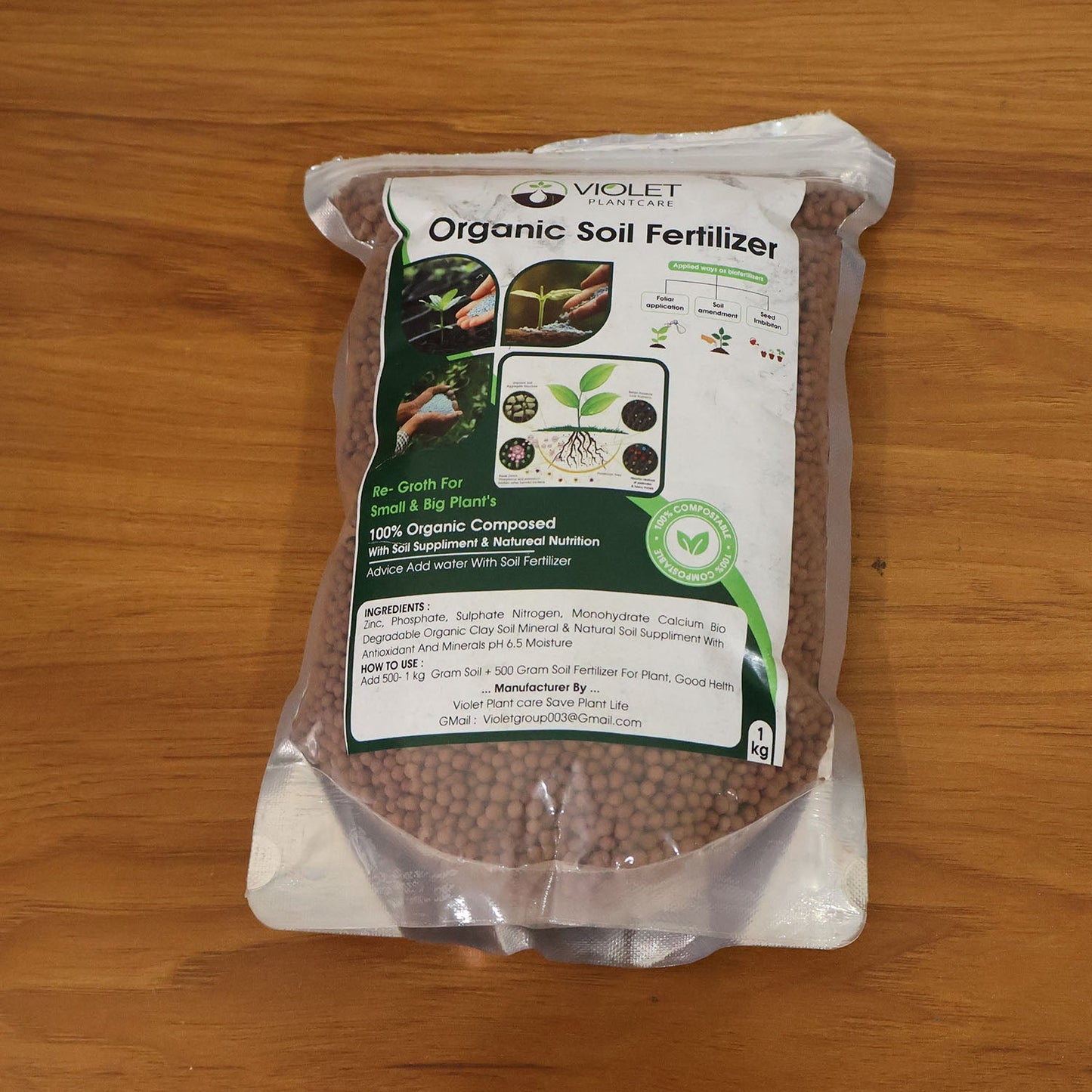 Organic soil fertilizer granules promoting healthy plant growth