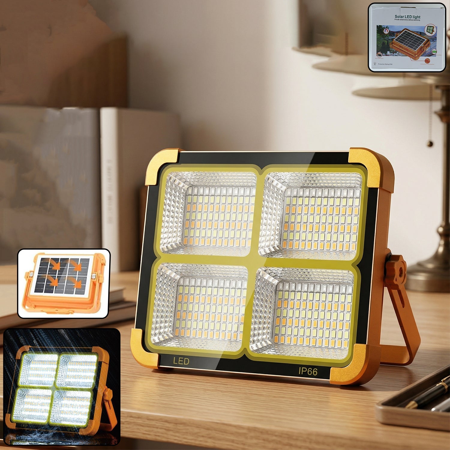 High power solar LED flood light with adjustable stand and waterproof design