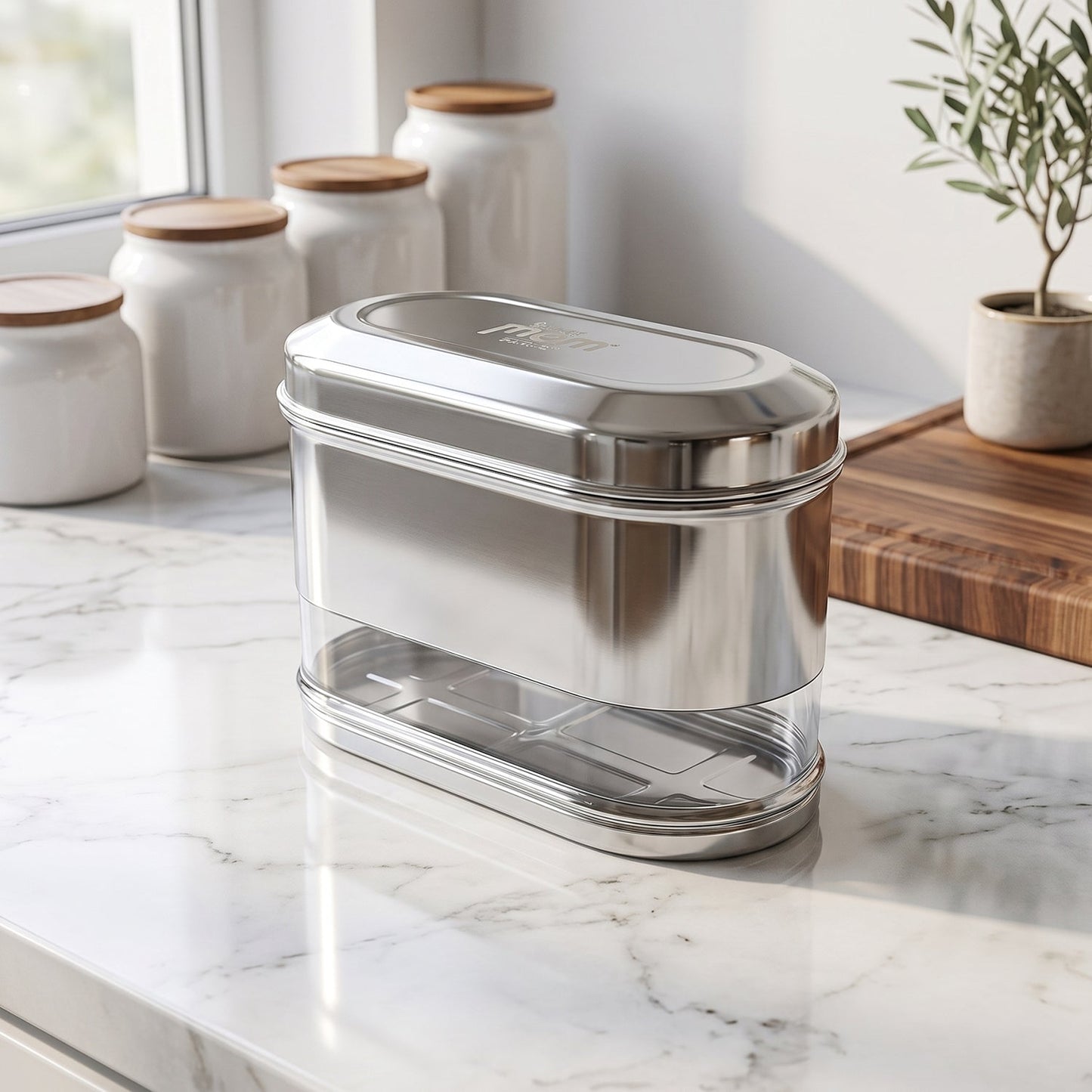 Kitchen storage jar - Supermom stainless steel oval canister