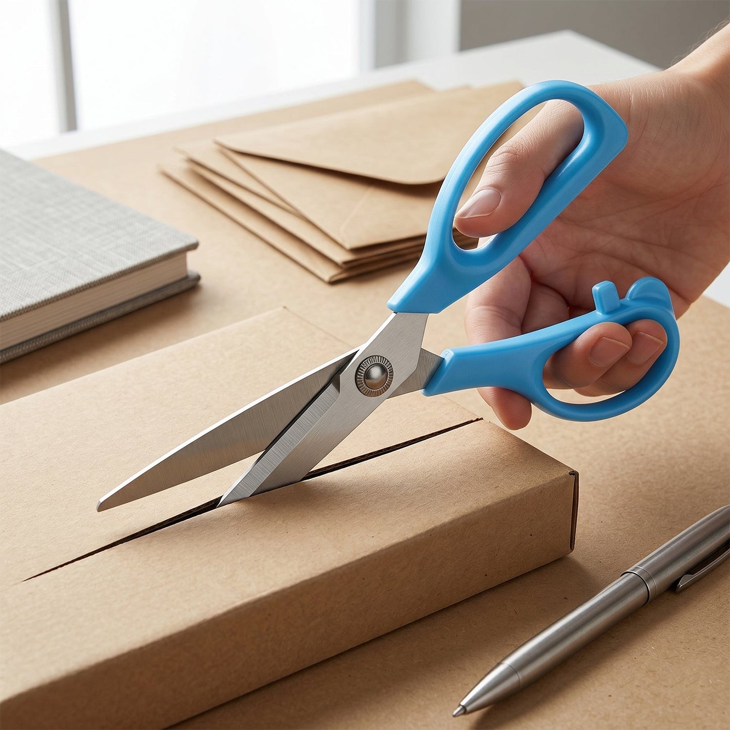 Sharp stainless steel scissors featuring a comfortable, non-slip grip.