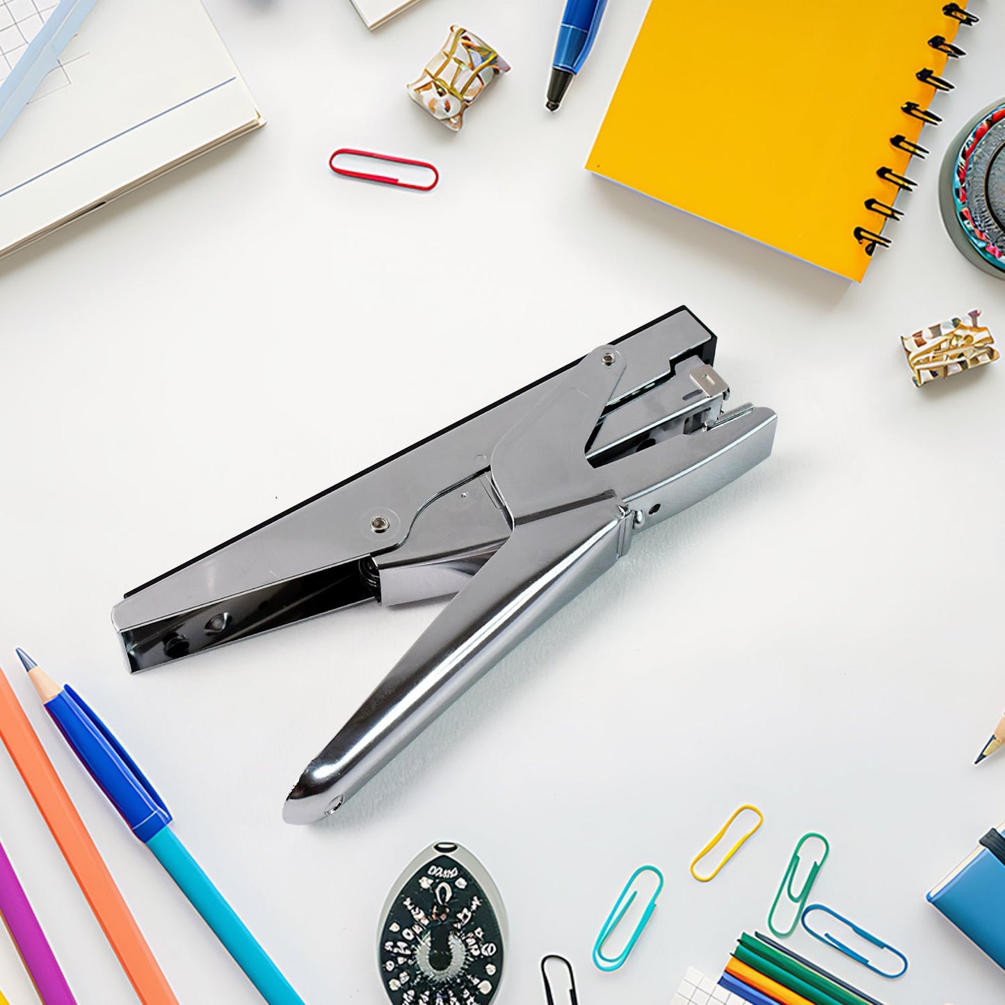 Stapler showing sturdy metal body and smooth stapling action