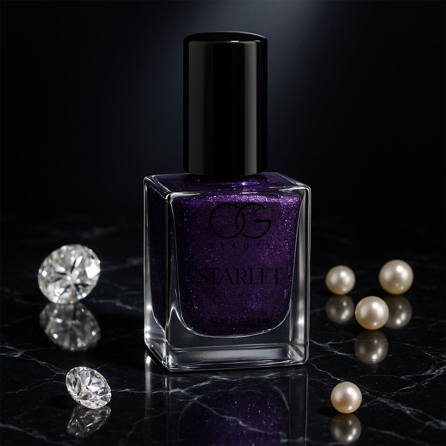 Bottle of Purple Dazzle glitter nail paint with sparkling finish