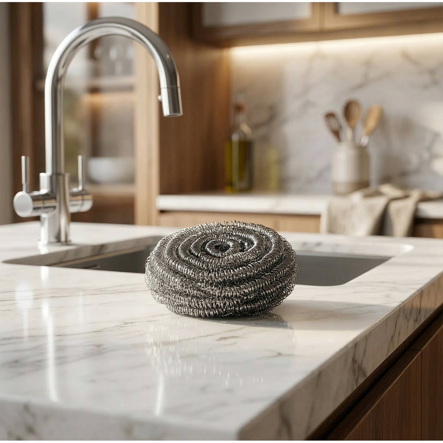 Kitchen cleaning scrubber ball with spiral design