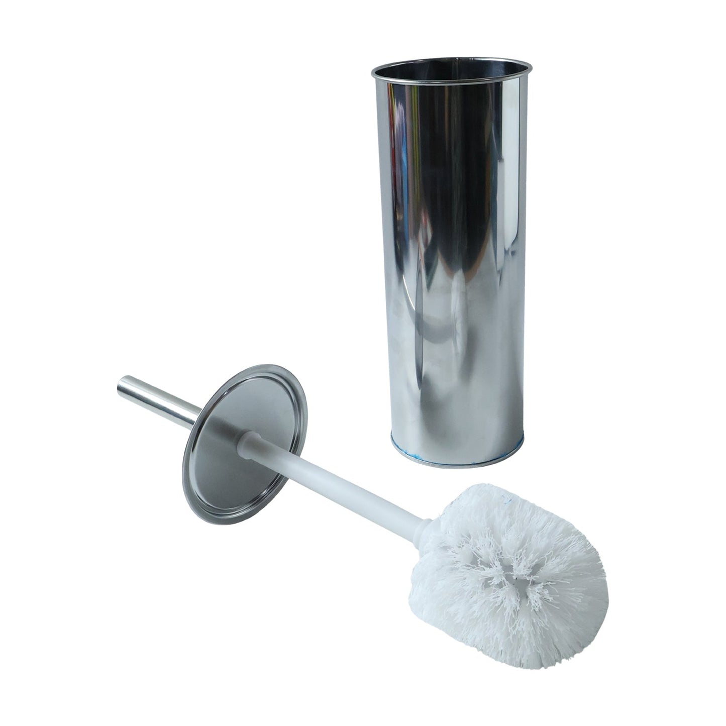 Compact toilet cleaning brush with stand for easy storage and organization