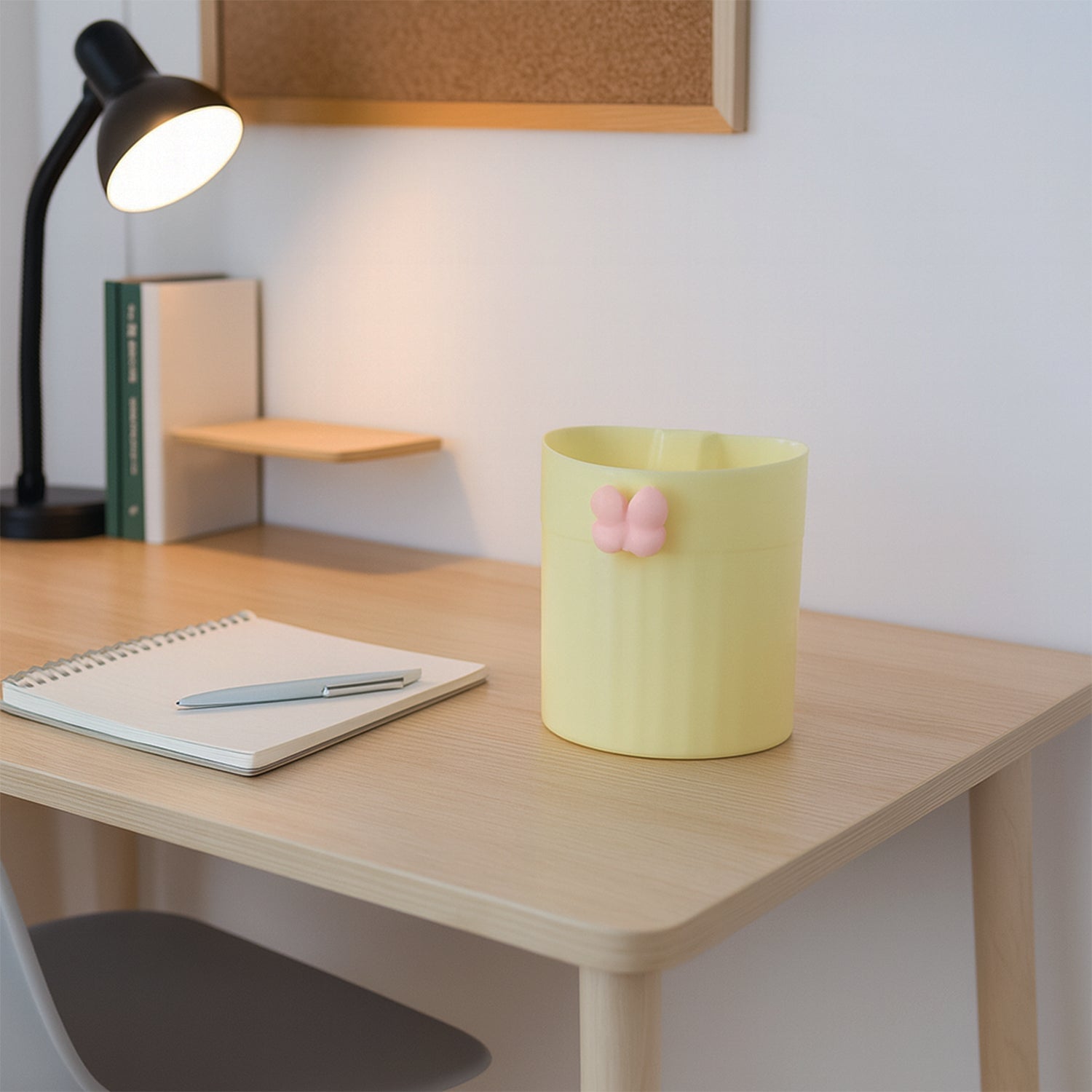 Side view of adhesive-backed butterfly design toothbrush holder