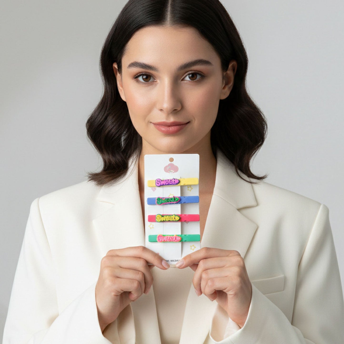 Close-up of hair pins from the Sweet Text clip pack