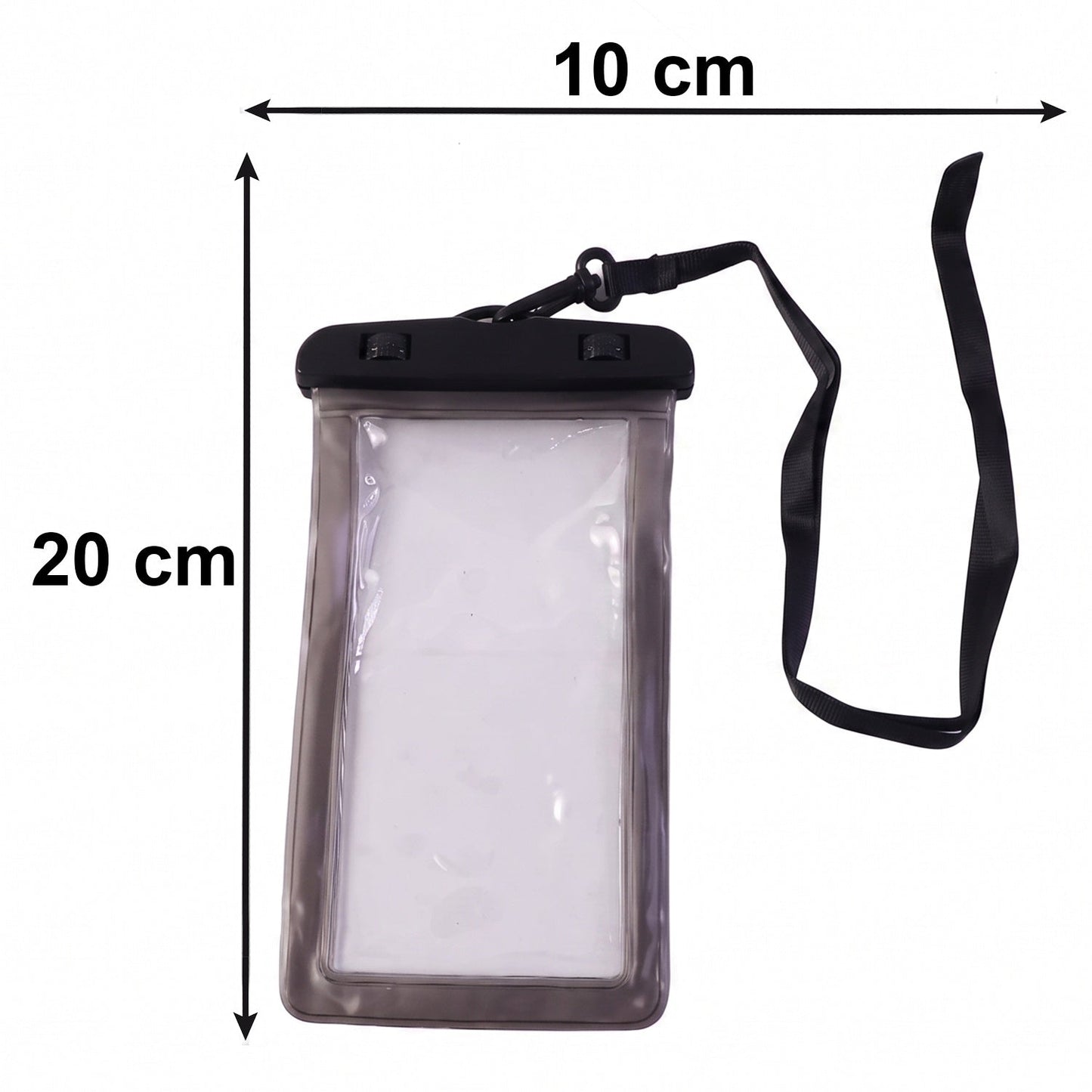 Top view of waterproof phone case showing touchscreen access