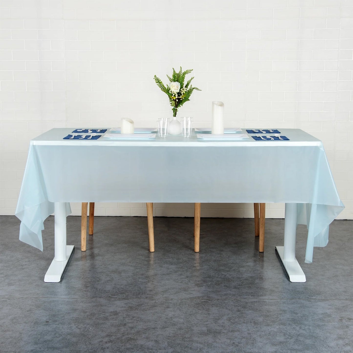 Close-up of disposable plastic table cover material texture