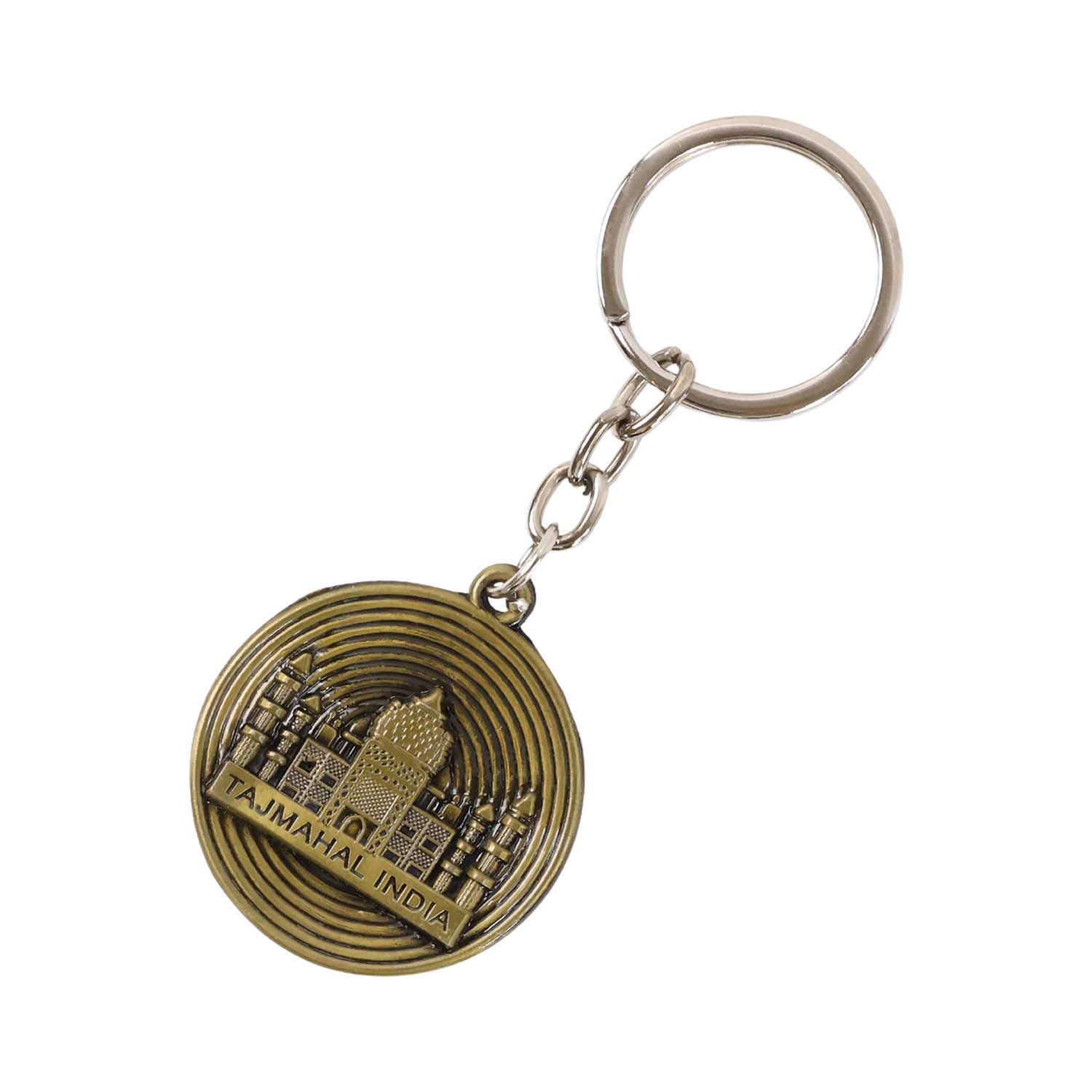 Detailed Taj Mahal keychain with antique brass polish finish