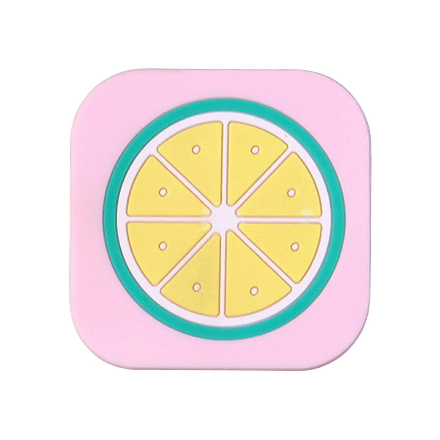 Close-up view of textured surface on silicone lemon drink coaster