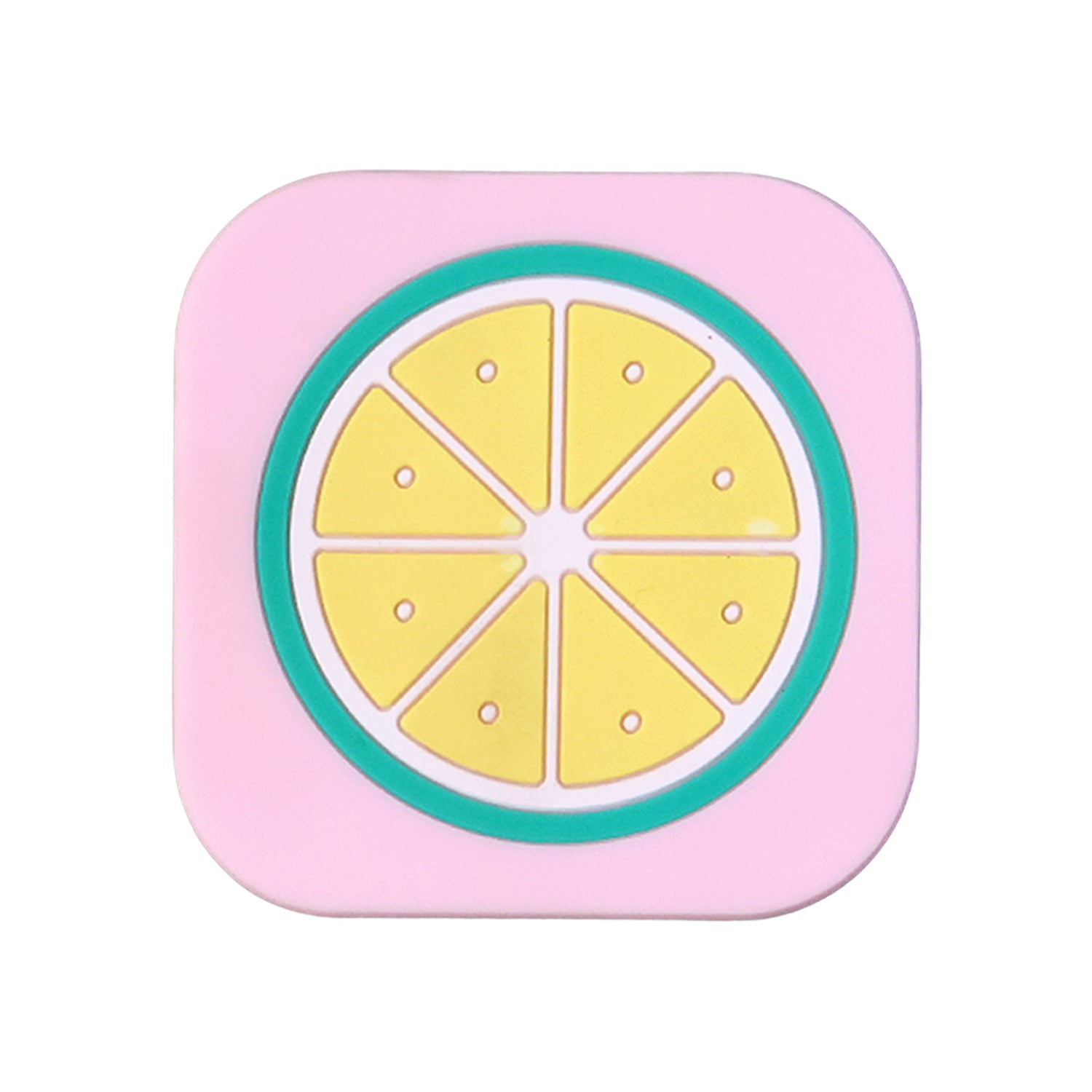 Close-up view of textured surface on silicone lemon drink coaster