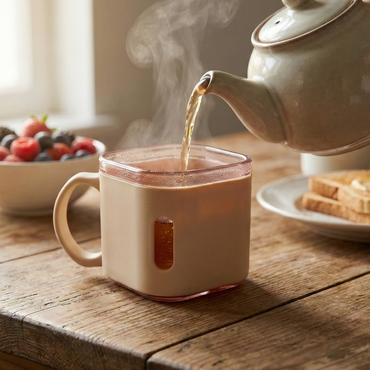 Premium square tea cups neatly arranged in a set