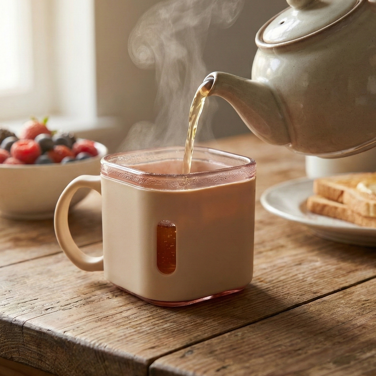 Premium square tea cups neatly arranged in a set