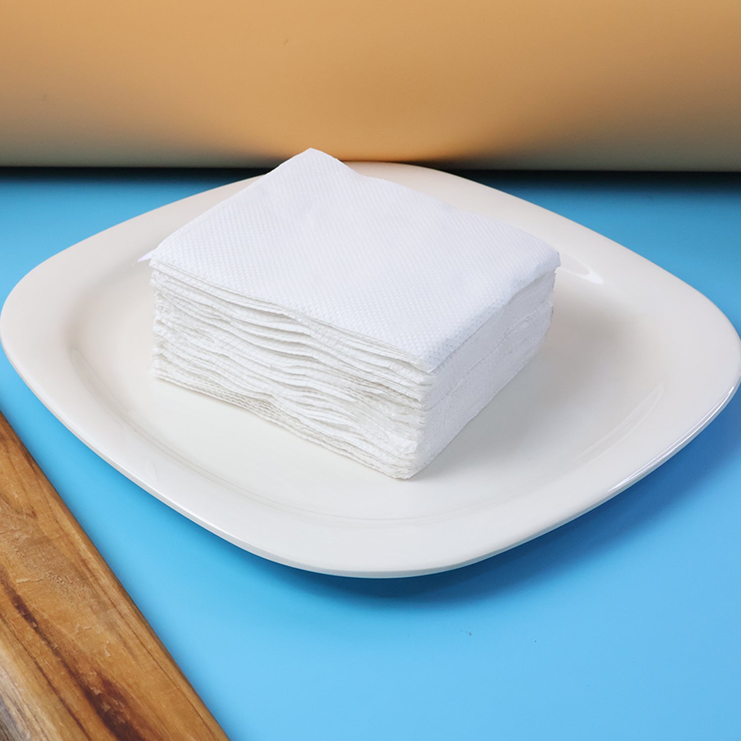Close-up of soft tissue napkins showcasing embossed texture