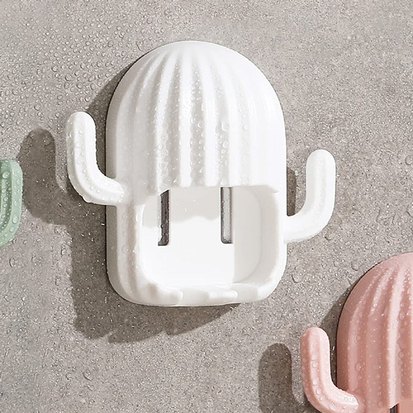 Close-up of cactus toothbrush holder featuring dust-proof cover for protection