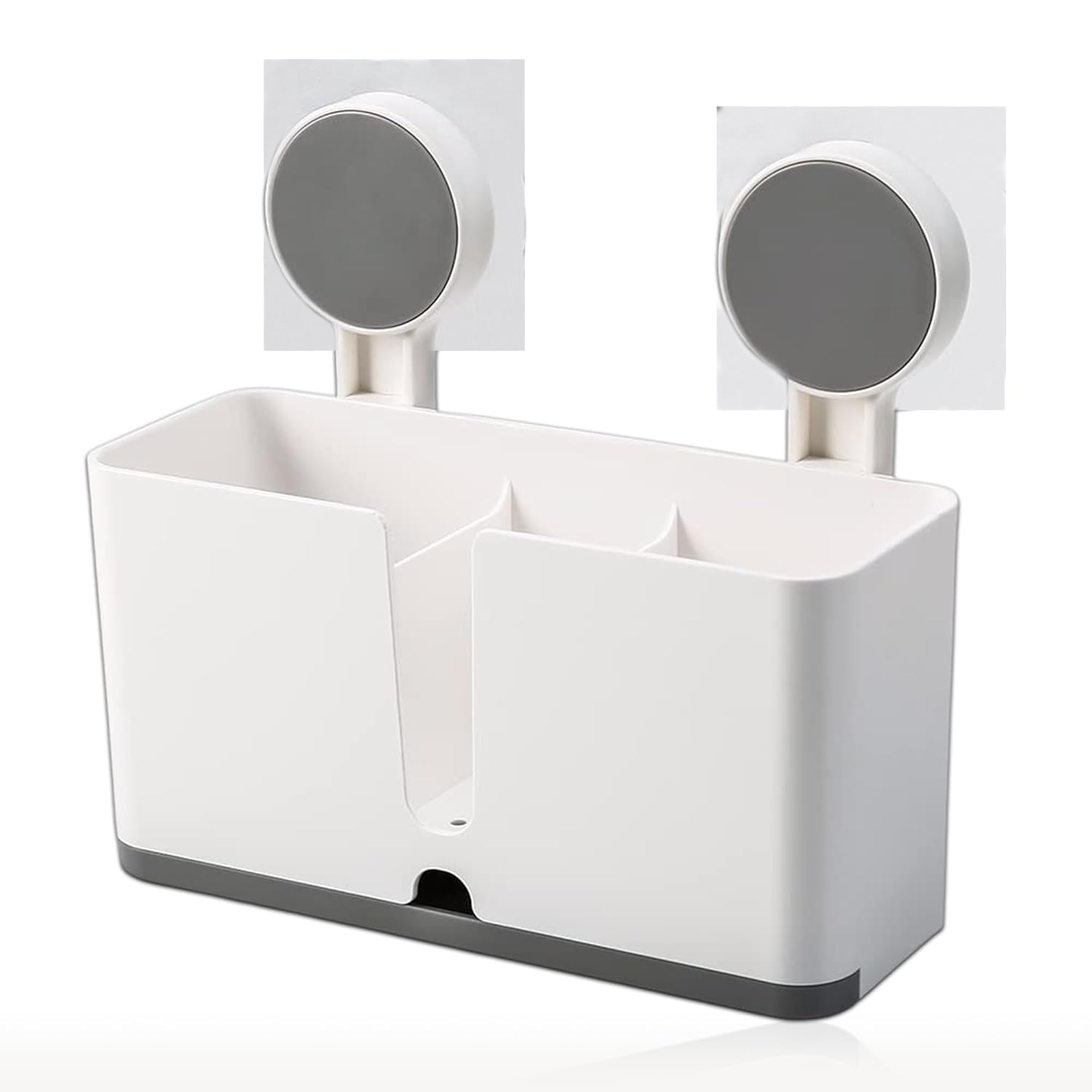 Storage bin set for toothbrush organization in bathroom with adhesive mount