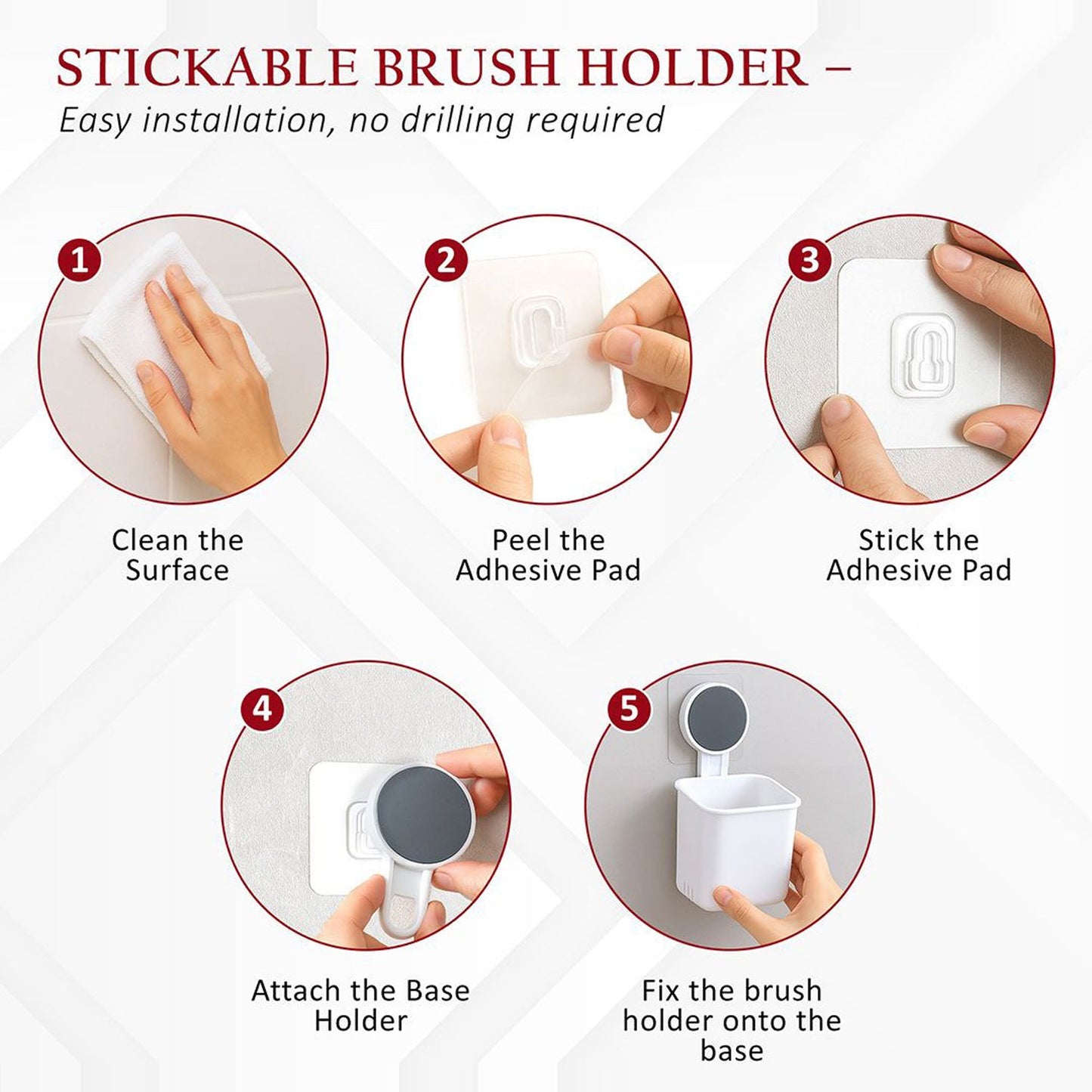 Bathroom storage organizer holding multiple toothbrushes, toothpaste, and rinsing cups.