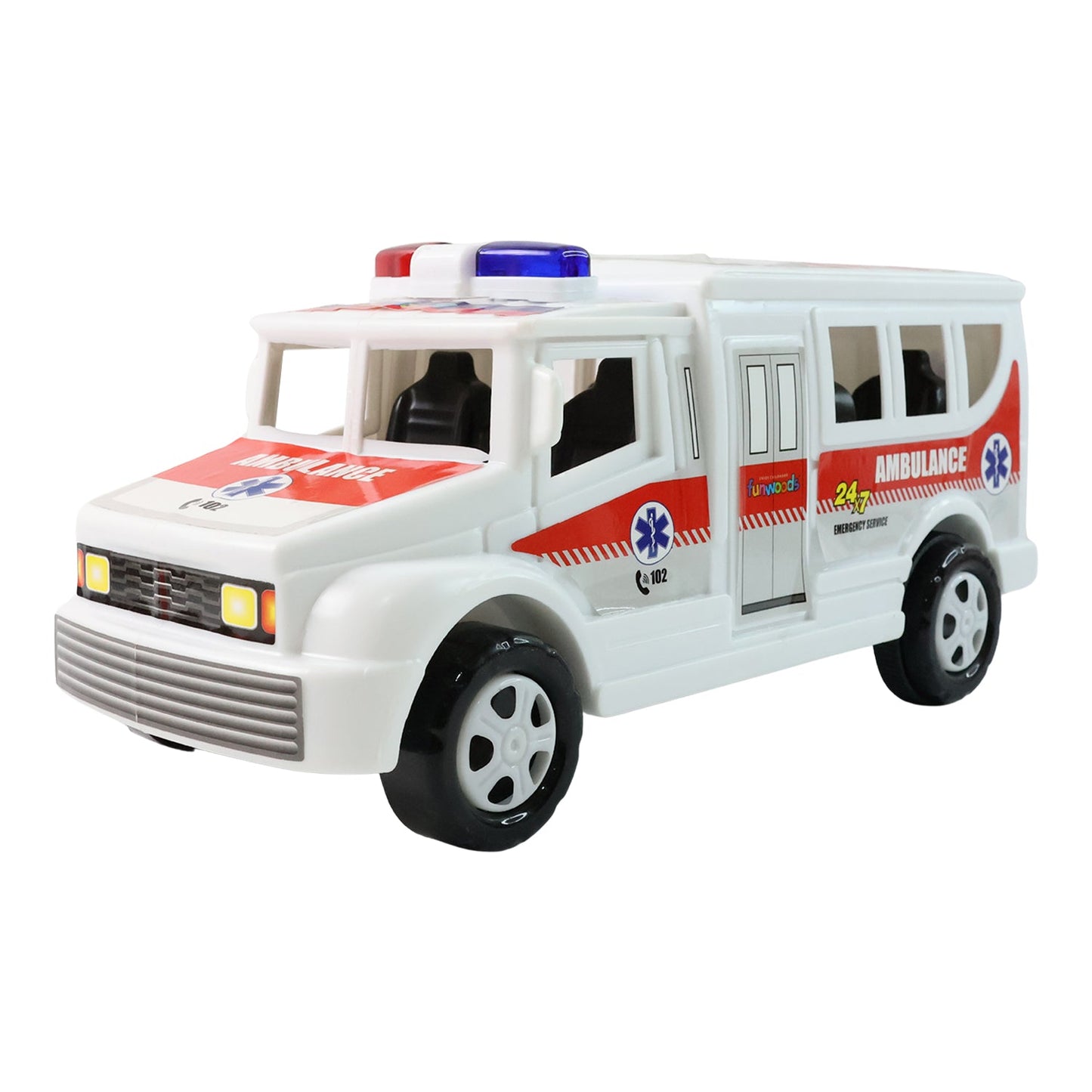 Compact ambulance vehicle toy designed for young children by Funwoods