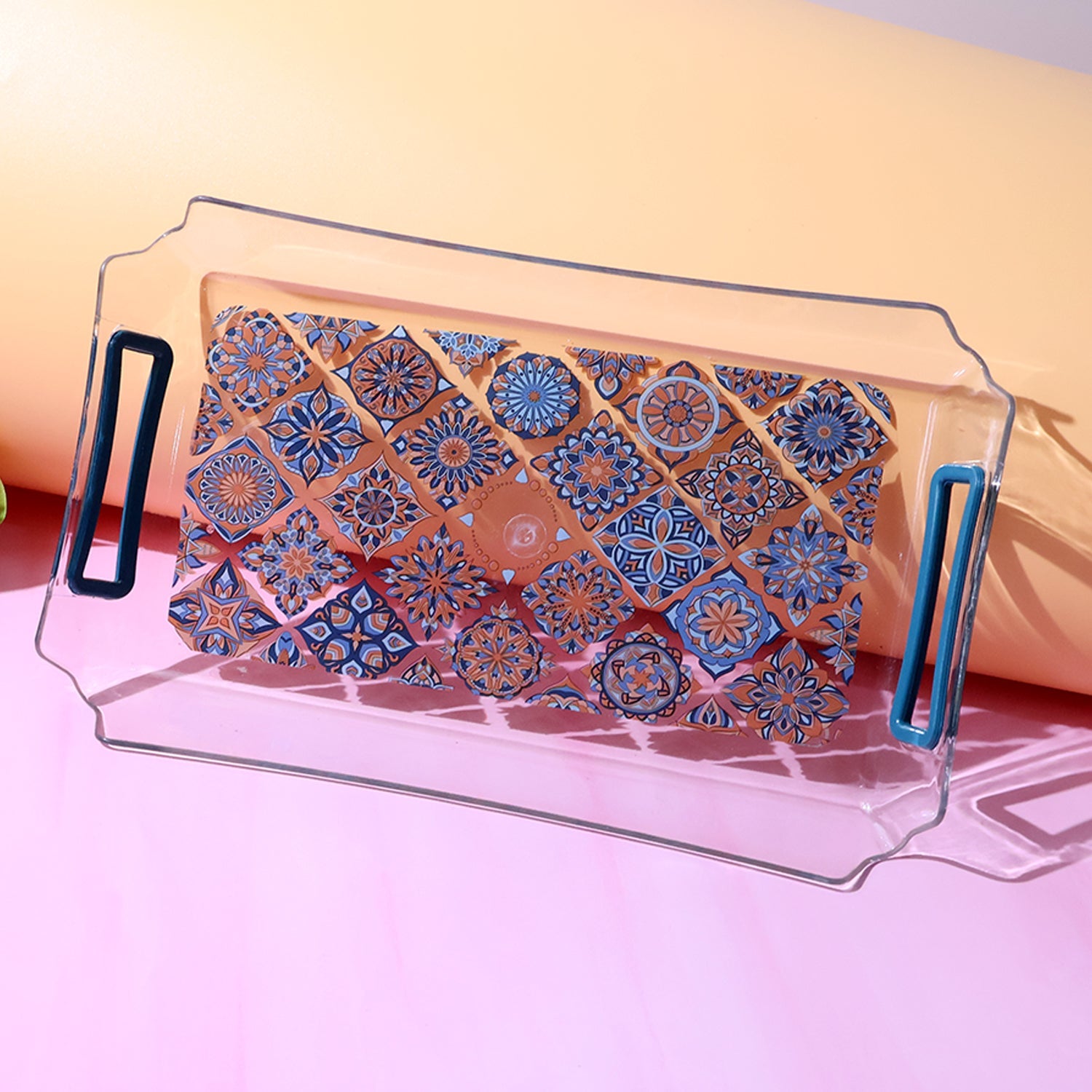 Clear serving tray with patterned base from Supermom serving tray set