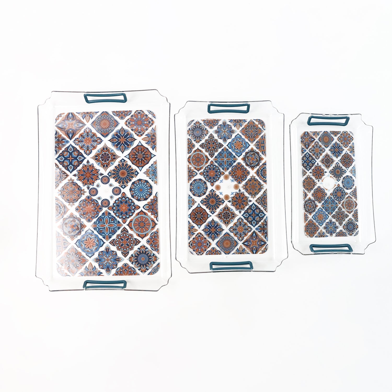 Side view of easy-grip handled serving tray designed to prevent spills
