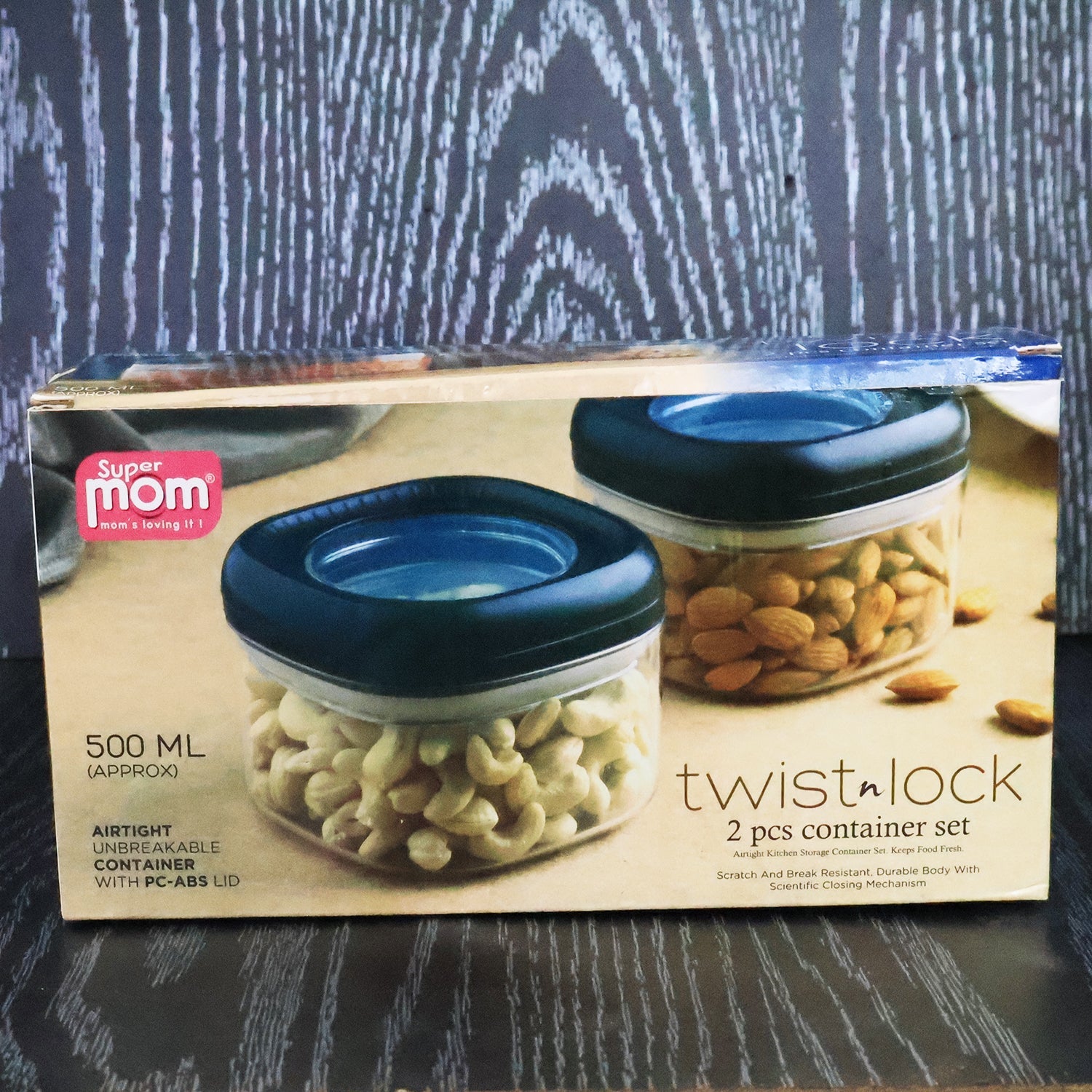 Supermom twist lock containers displayed with dry fruits ensuring fresh storage