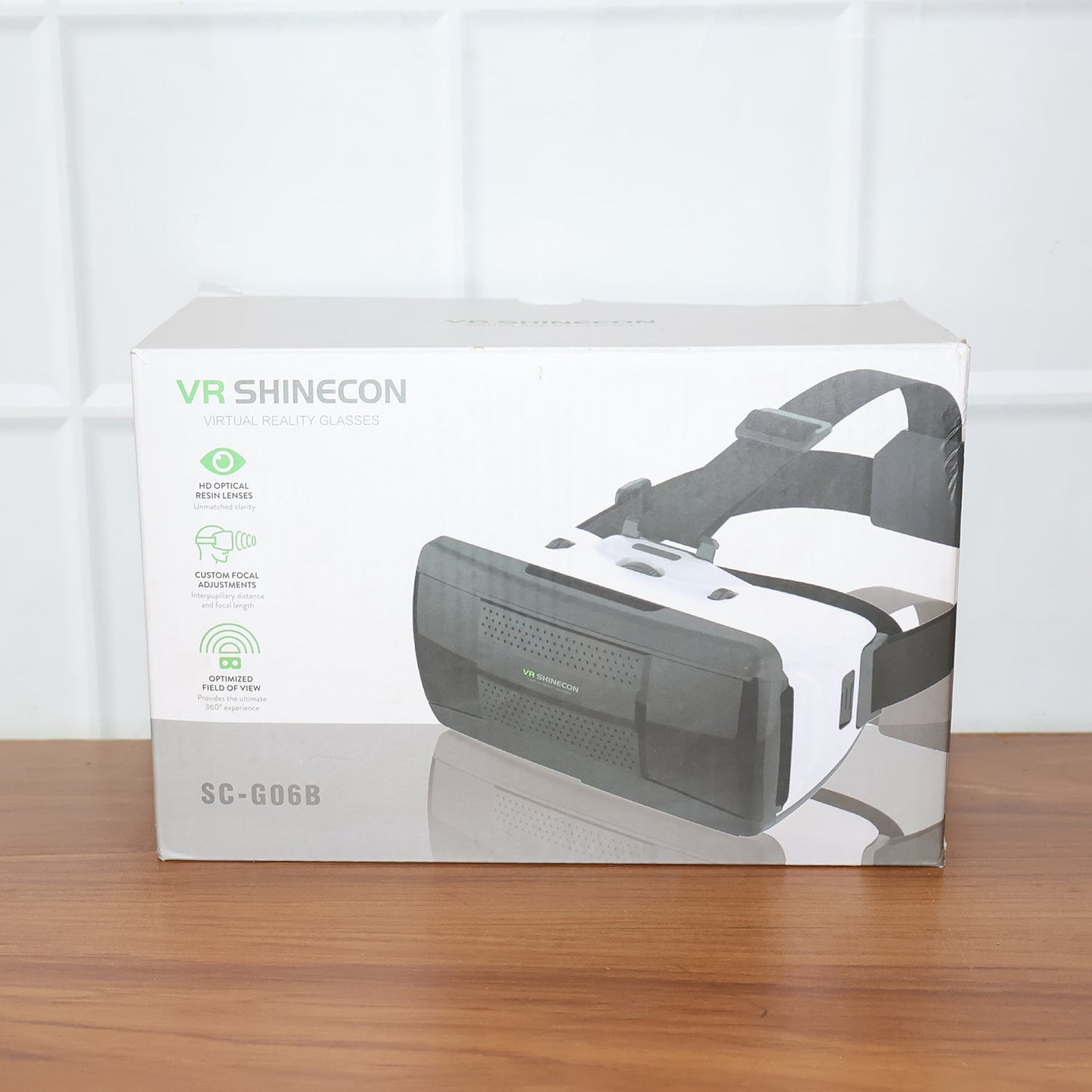 Person wearing premium 3D VR virtual reality headset for immersive digital experience
