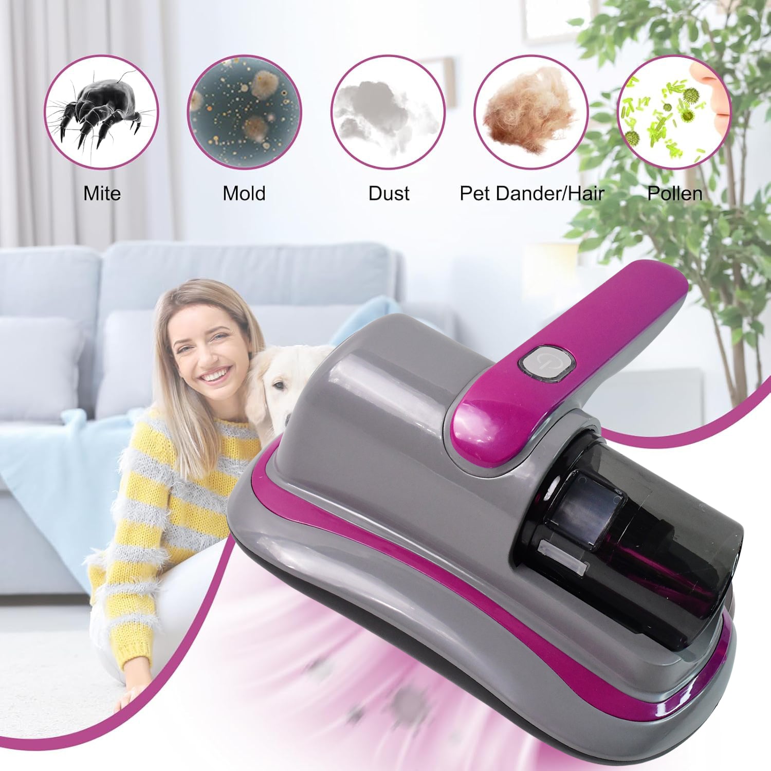 Side view of the sleek low noise handheld vacuum cleaner.