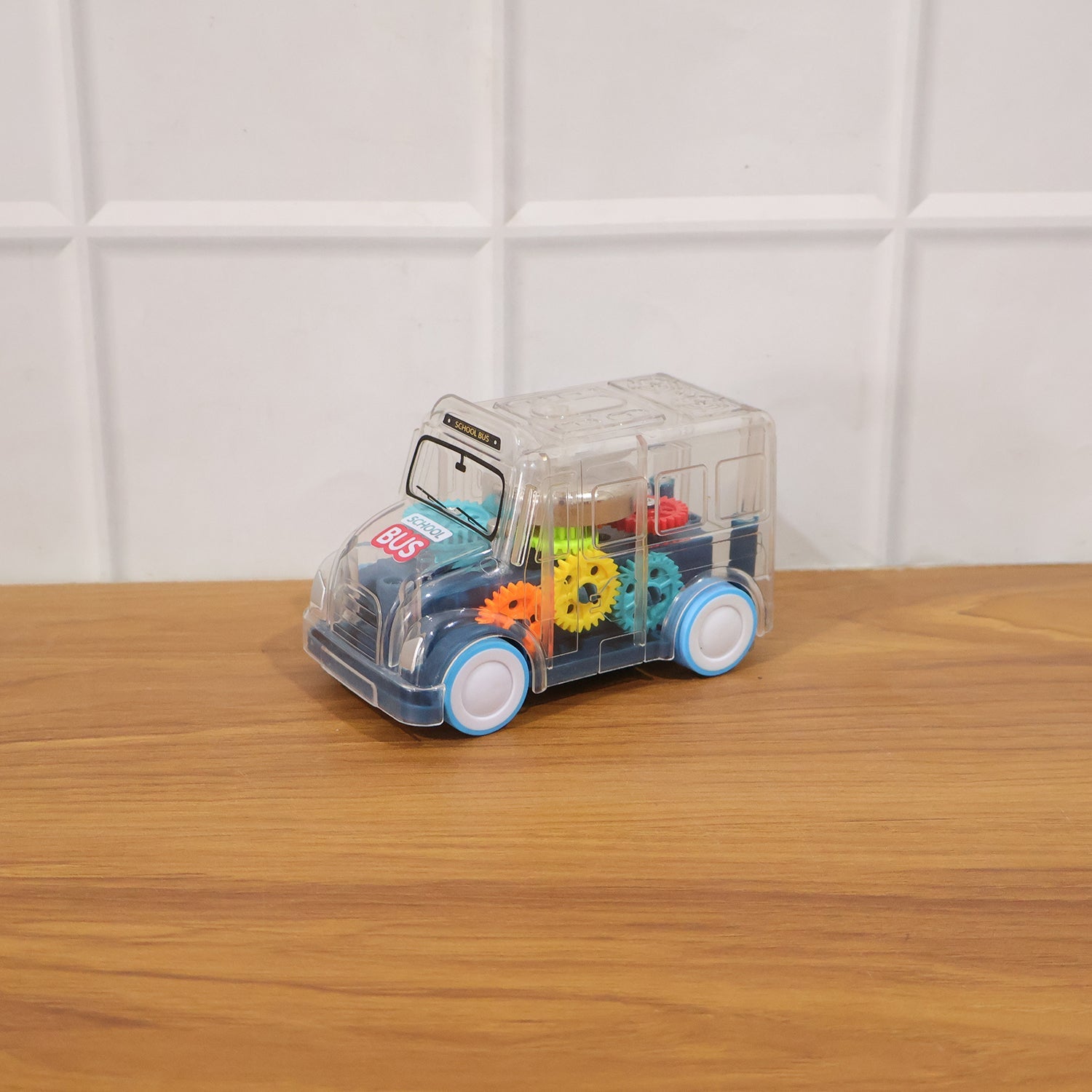 Transparent toy bus with sound and lights for toddlers
