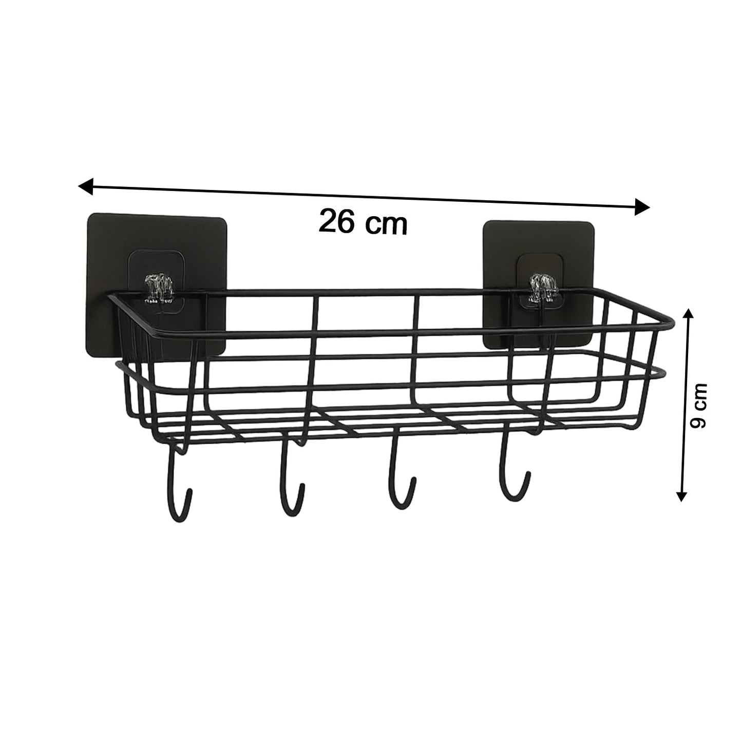 Kitchen organizer showing design details of self-adhesive wall basket