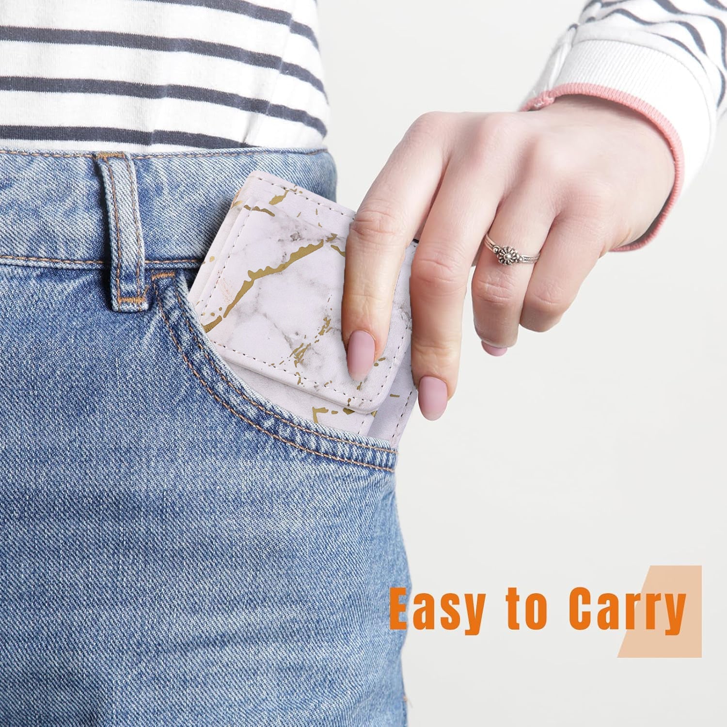 Slim and stylish portable marble finish card holder wallet
