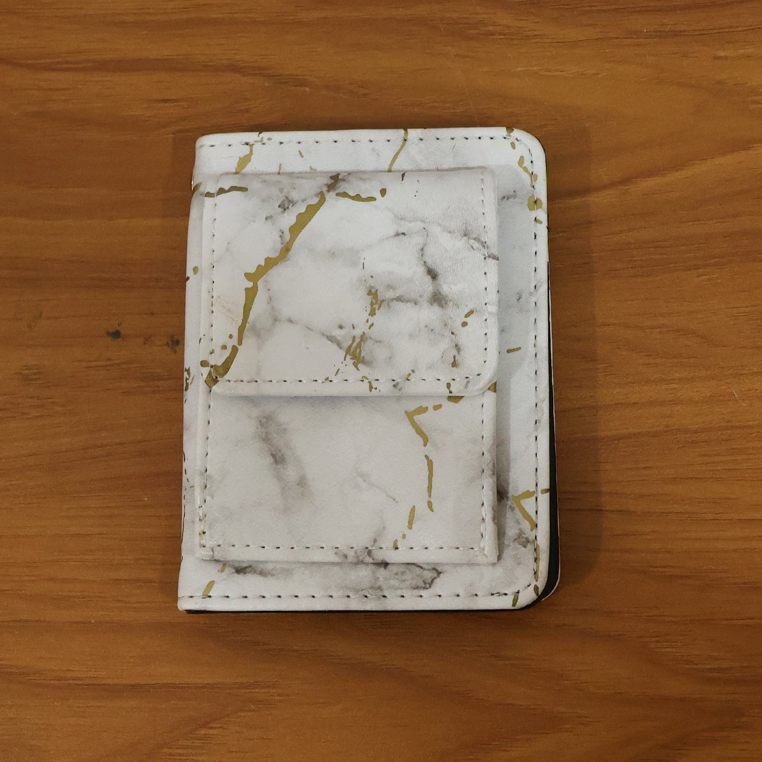 Marble style snap button card holder compact wallet