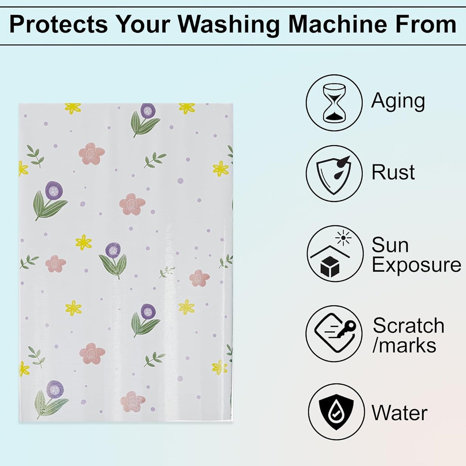 Top load washer covered with full body printed protective fabric cover