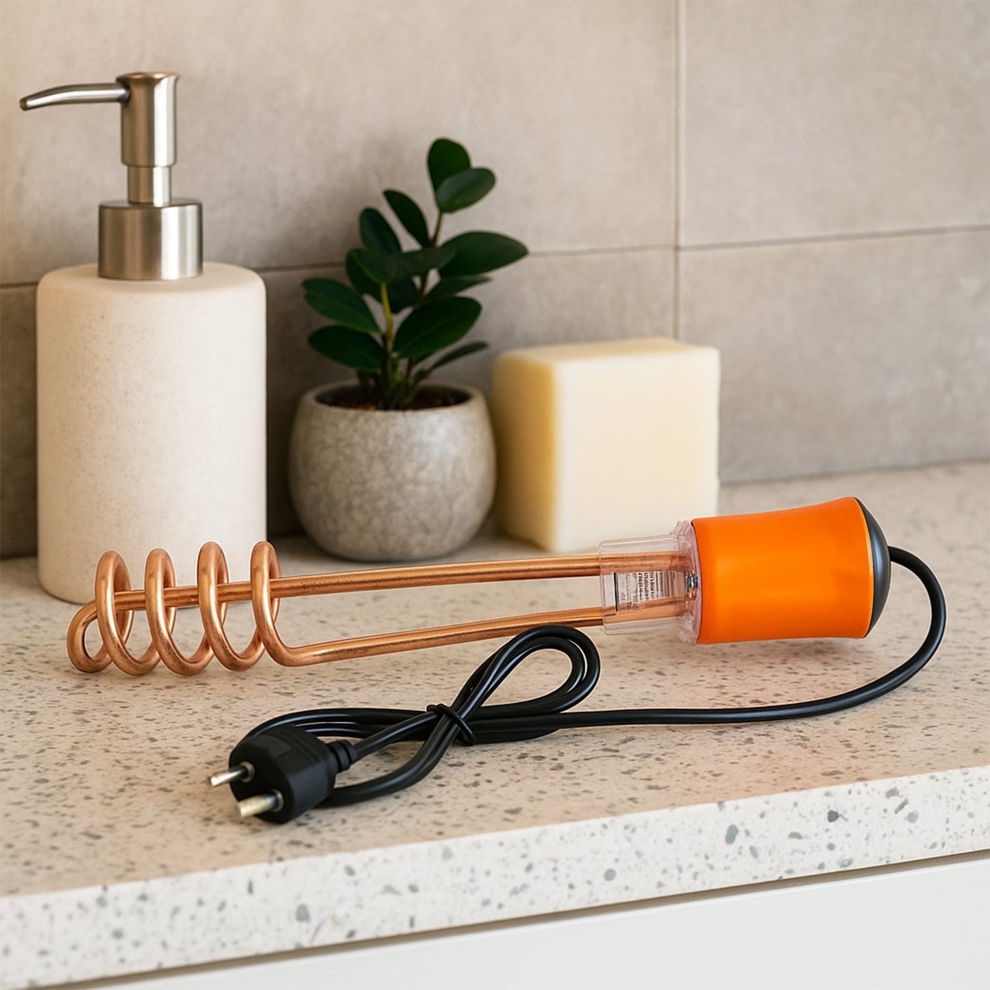 Heavy-duty power cord with 3-pin plug for water heater rod