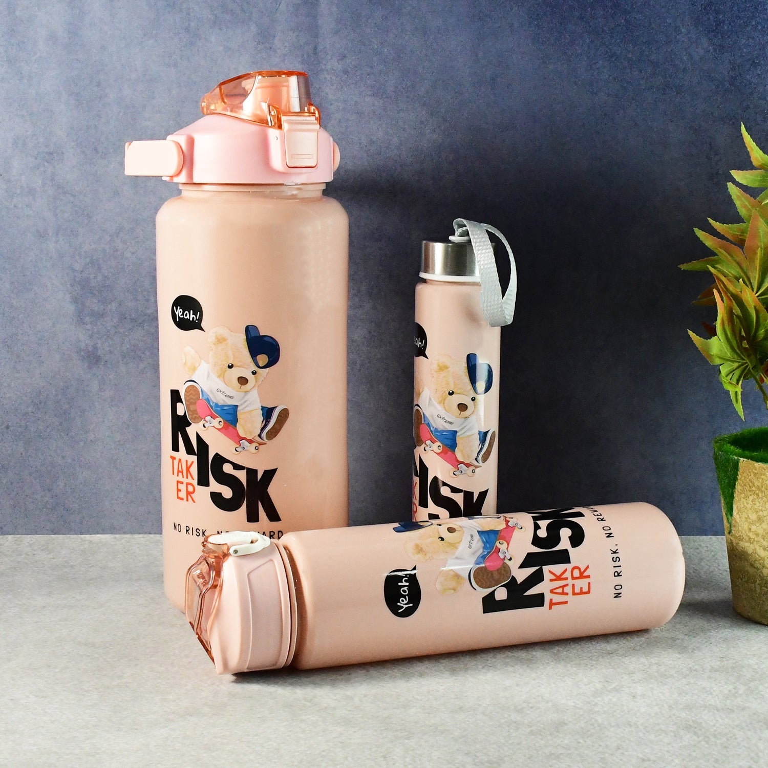 Cartoon printed 2 L wide-mouth water jug with carry handle