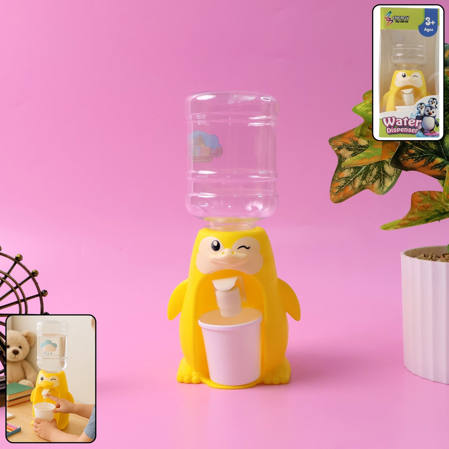 Kids water dispenser toy with fruity character design for tabletop play