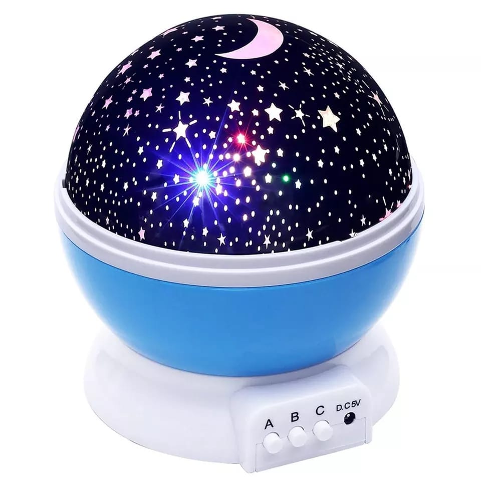 Close-up of the star projector night lamp showcasing its colour change.