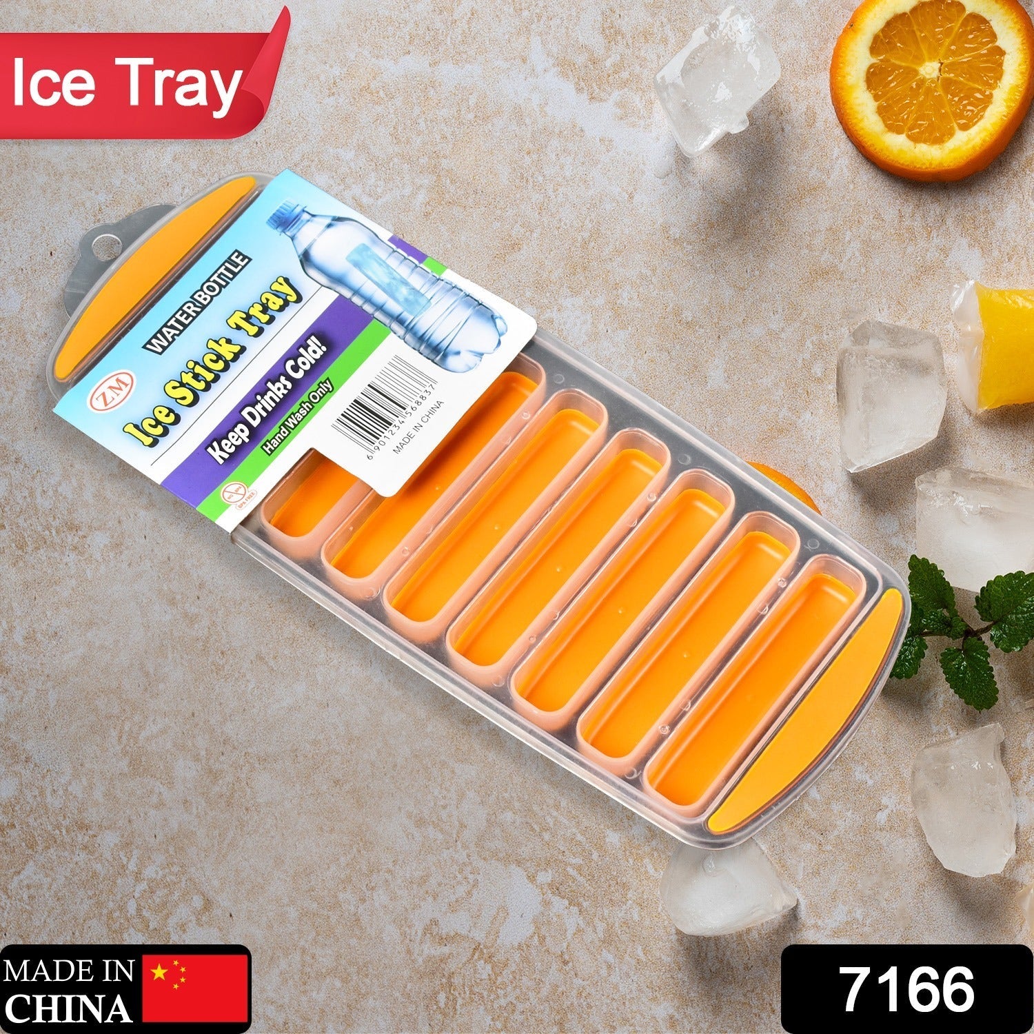 Assorted colorful ice stick trays for water bottles, ready for use.