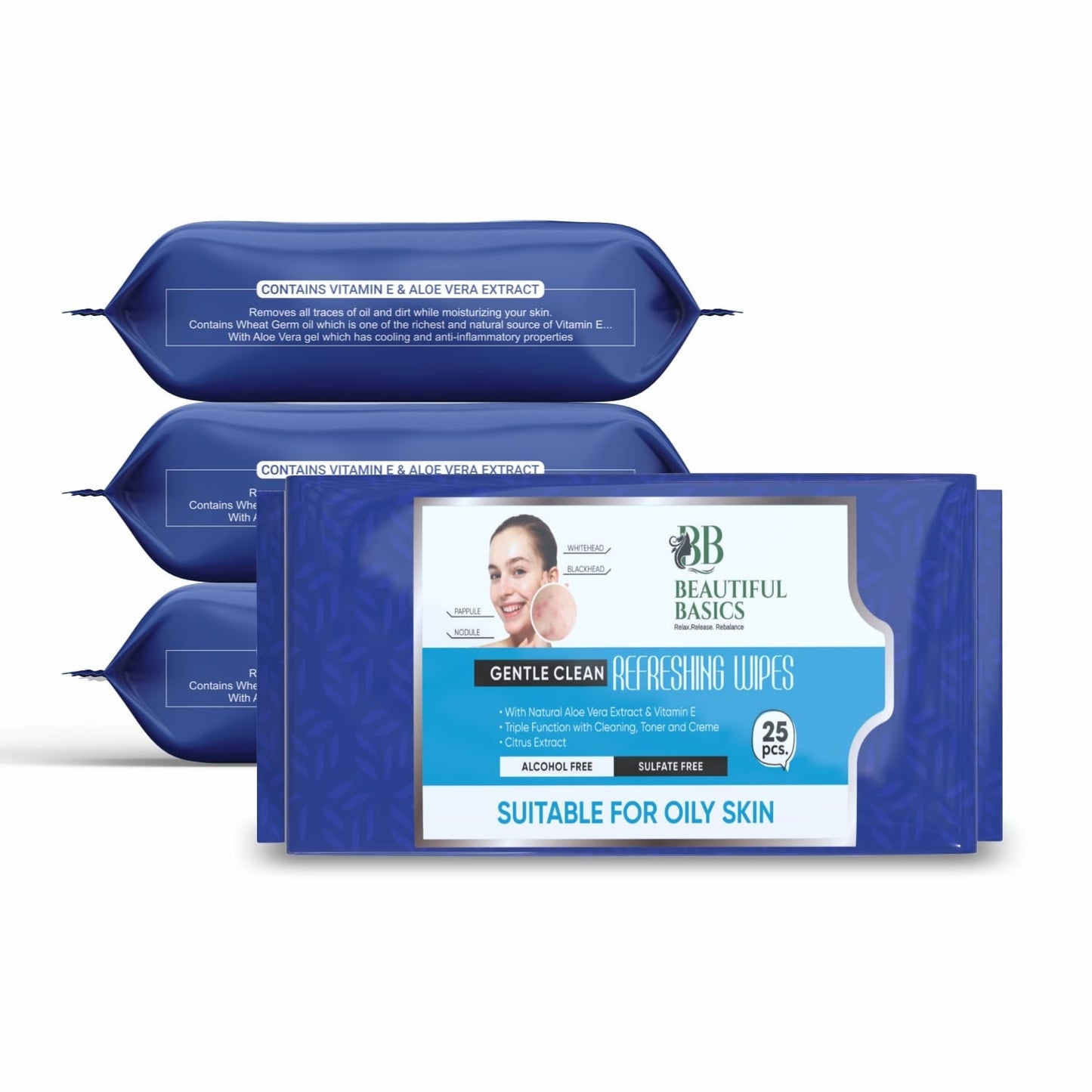 Fruit extract facial cleansing wipes for nourishing and soothing skin.