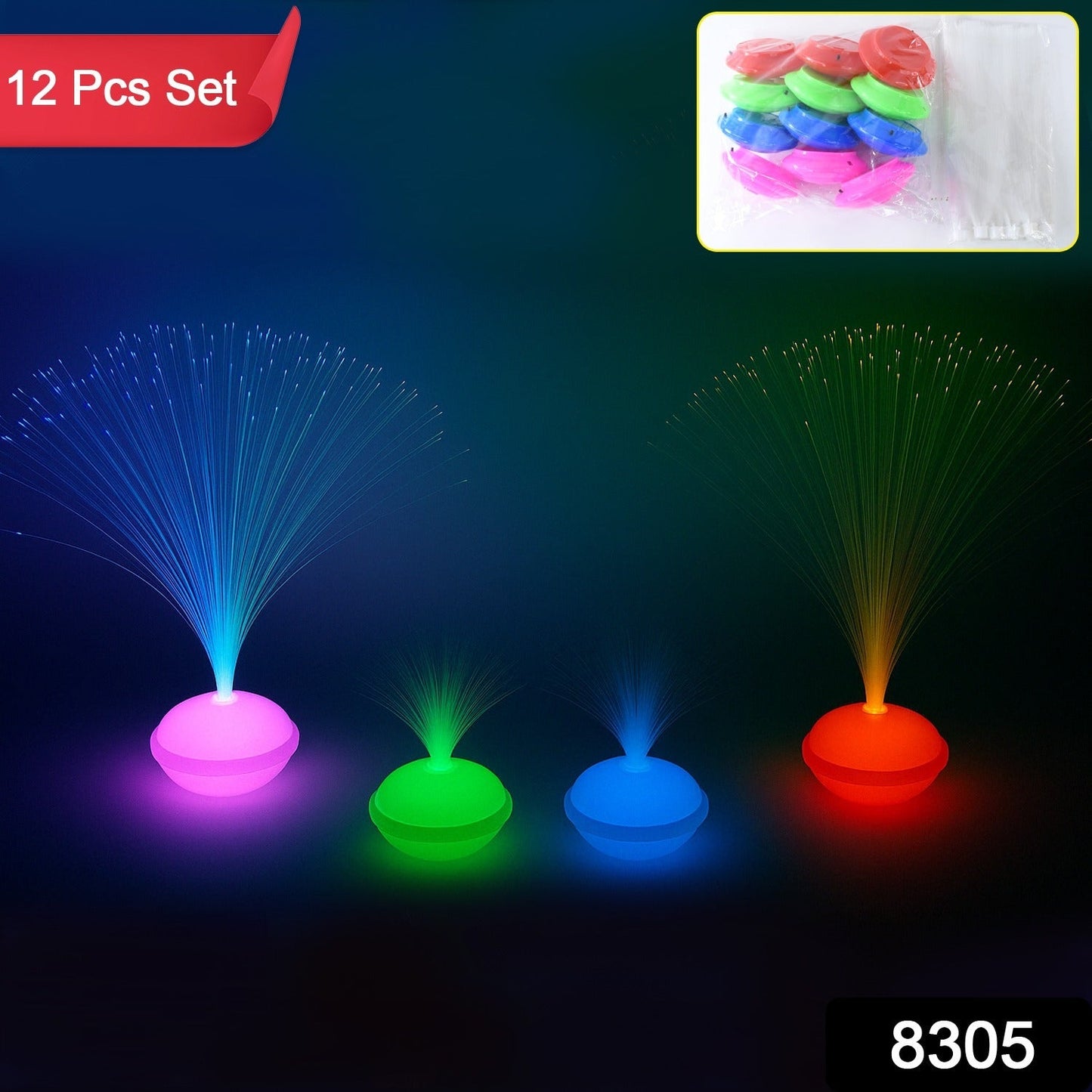 Close-up of Twinkle Trail color-changing fiber optic LED night lamps