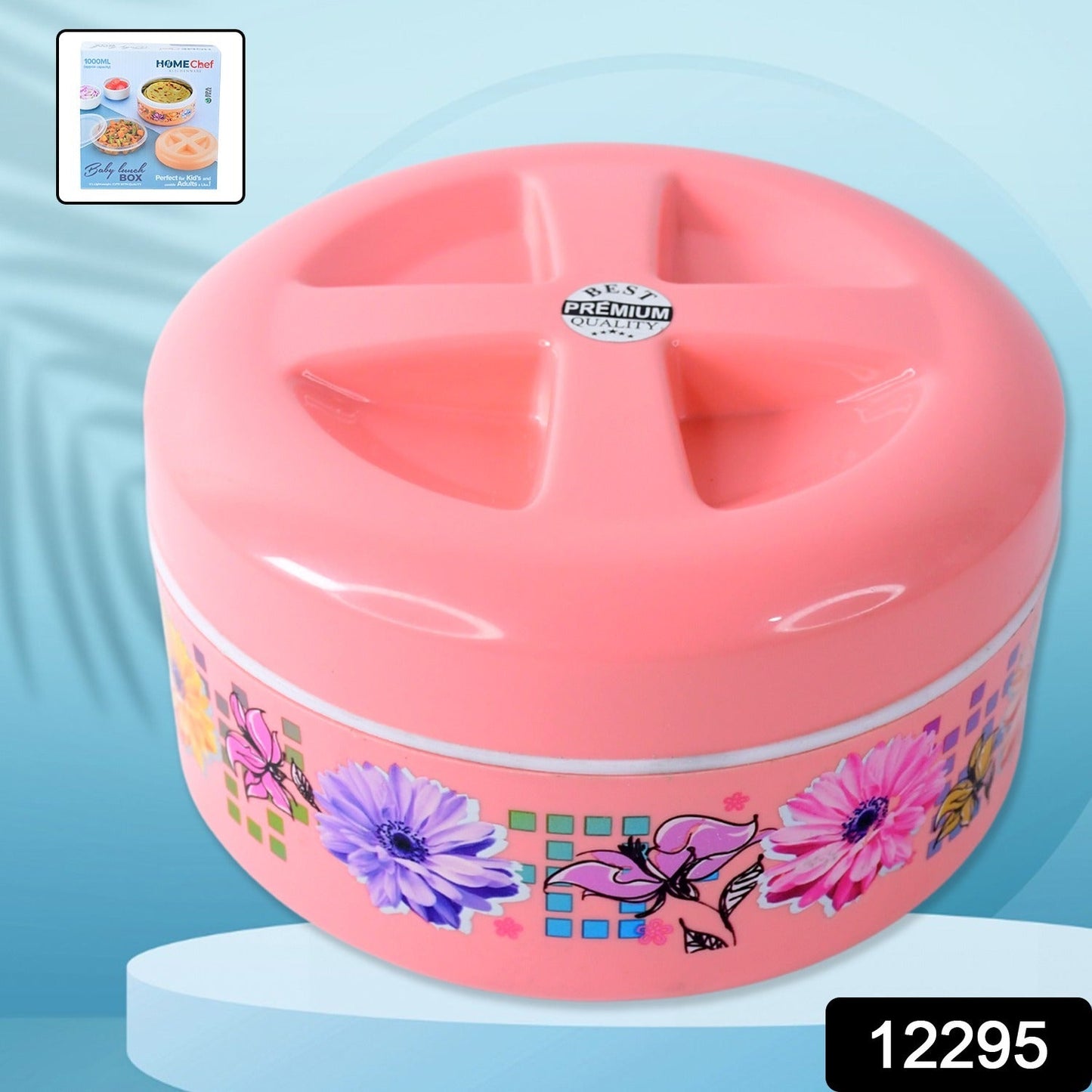 Heat-retaining round insulated plastic lunch box with secure lid