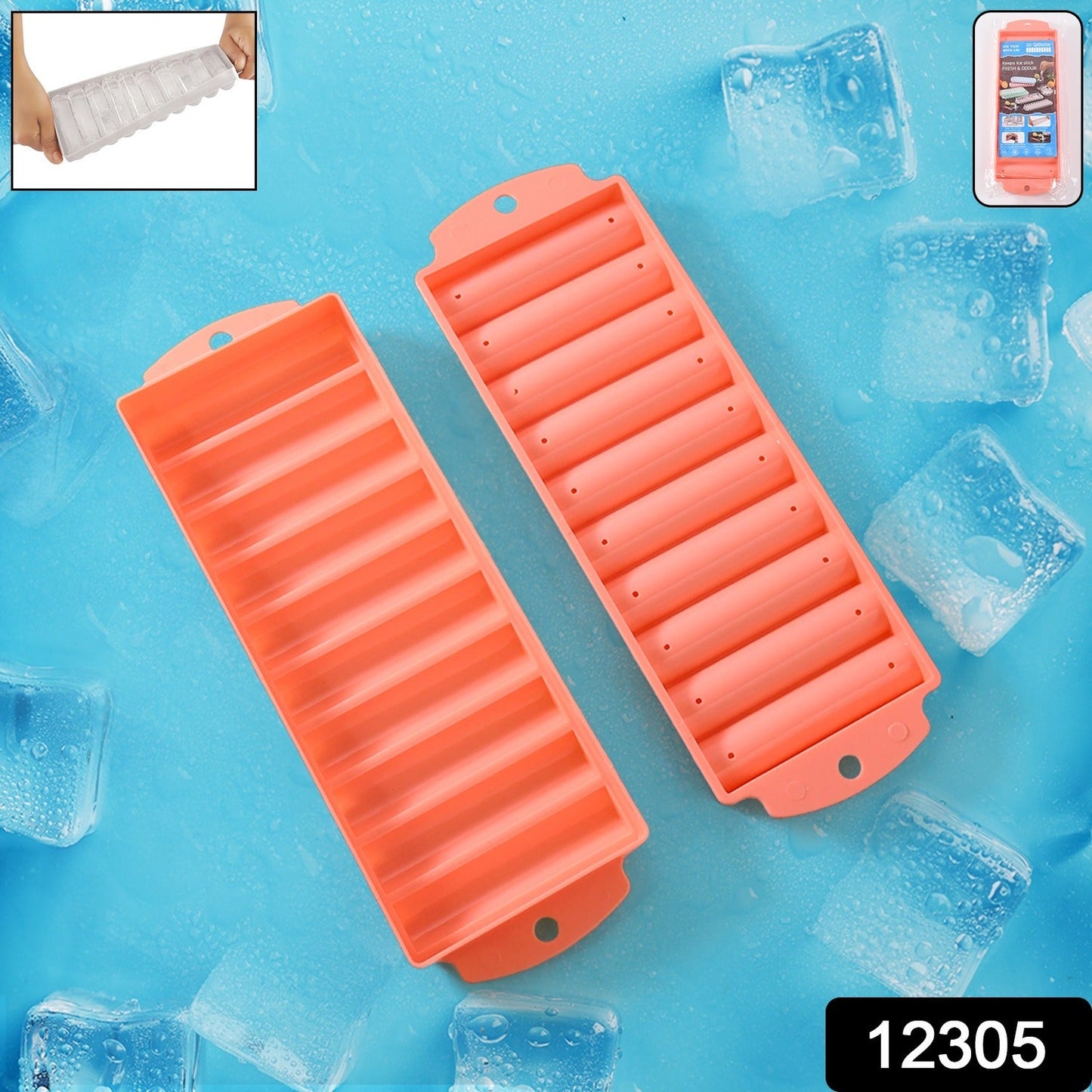 Reusable long ice cube mold for slim ice sticks