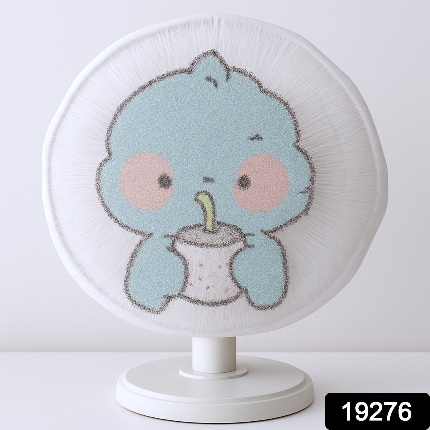 Blue cartoon character print on fabric mesh fan cover
