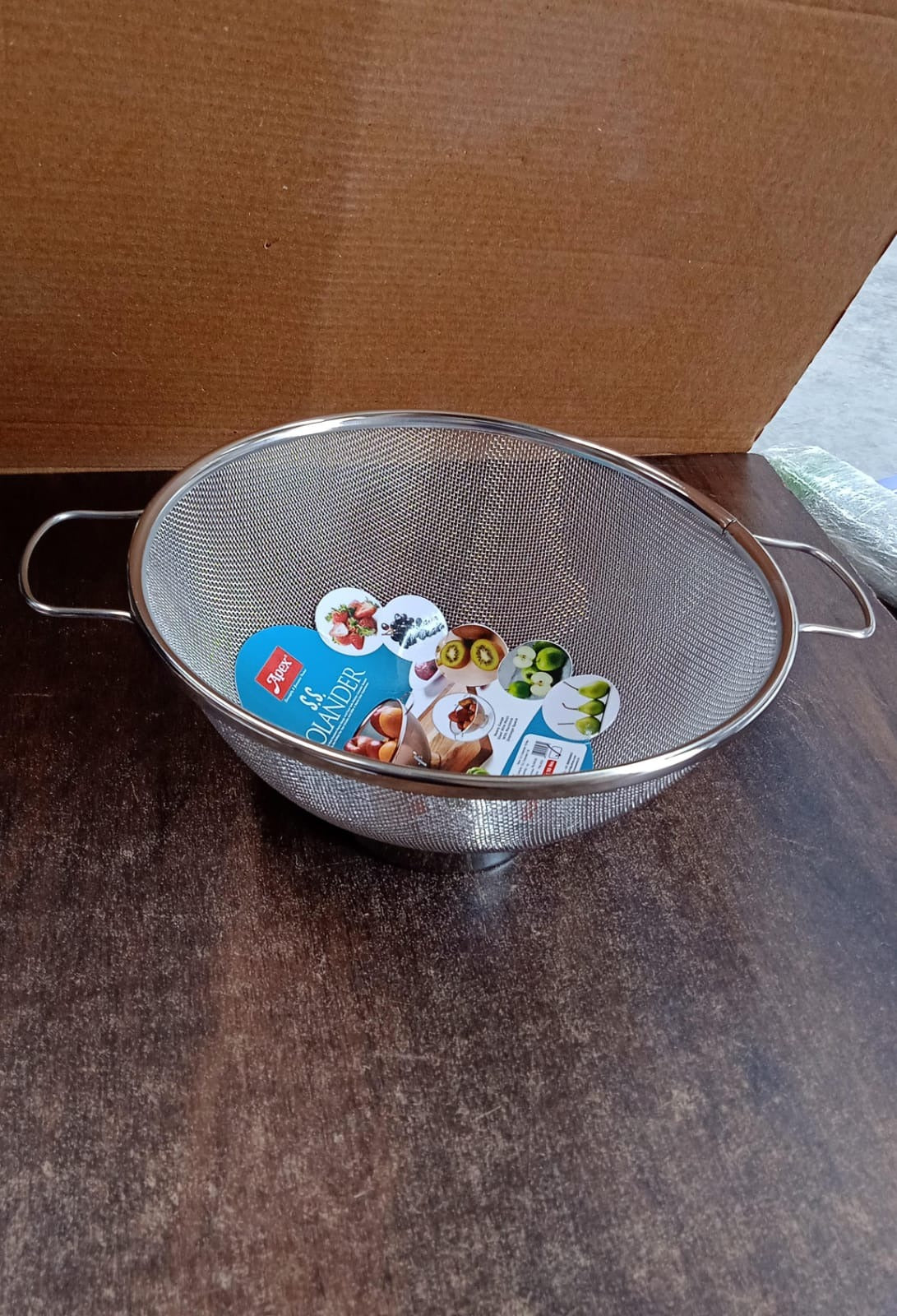 Apex brand stainless steel mesh colander perfect for Indian kitchen use