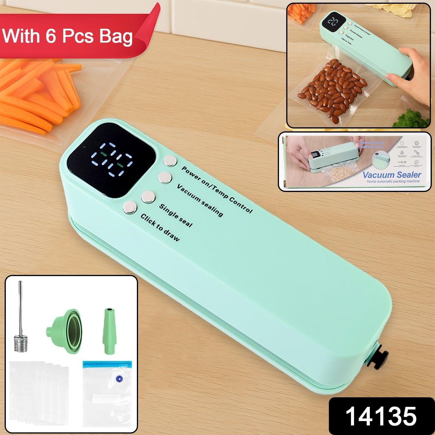Portable vacuum sealer pump accessory for food preservation