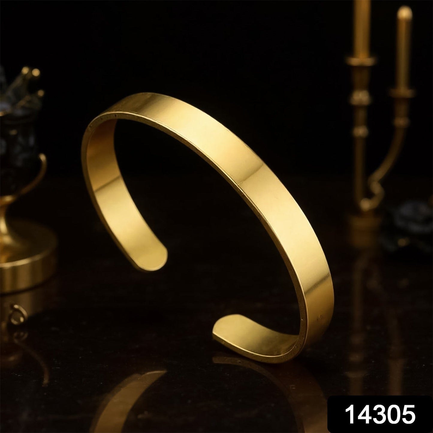 Aurelia Luxe open cuff Kada bracelet designed with a sleek gold finish